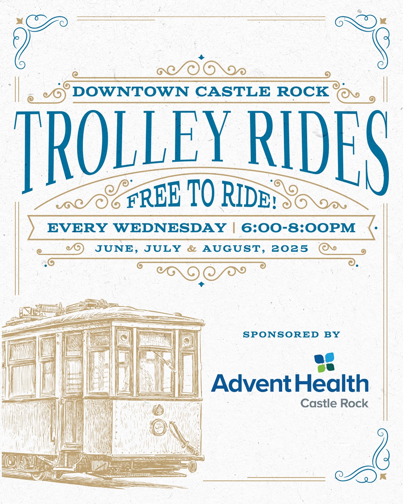 Are you catching free rides around Downtown Castle Rock this summer? 🚎
Catch the town trolley every Wednesday through August, 6-8pm, making loops through downtown! Catch a ride from north to south (or south to north) at two pickup locations:
1️⃣ At the DCSD School Building on Sixth Street
2️⃣ At the south side of the Encore building on South Street
Thank you to Advent Health for sponsoring these summertime rides! ☀️
#downtowncastlerock #summerincastlerock #castlerockcolorado