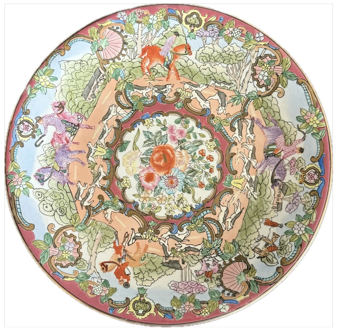 Discover the exquisite beauty of the Andrea by Sadek 12” diameter fox hunt scene plate. This stunning decorative plate features a vibrant, multicolored design that captures the thrilling essence of a classic fox hunt. The intricate details and rich colors make it a perfect addition to any collection or a standout piece for display. Ideal for equestrian enthusiasts or anyone who appreciates beautiful artistry, this plate is not just a decorative item but a conversation starter that embodies the charm of traditional hunting scenes. Add a touch of elegance to your home decor with this unique piece by Andrea by Sadek.
FOR SALE / ANDREA BY SADEK / 12 IN DIAMETER
CLAIM $225 / DM TO PURCHASE