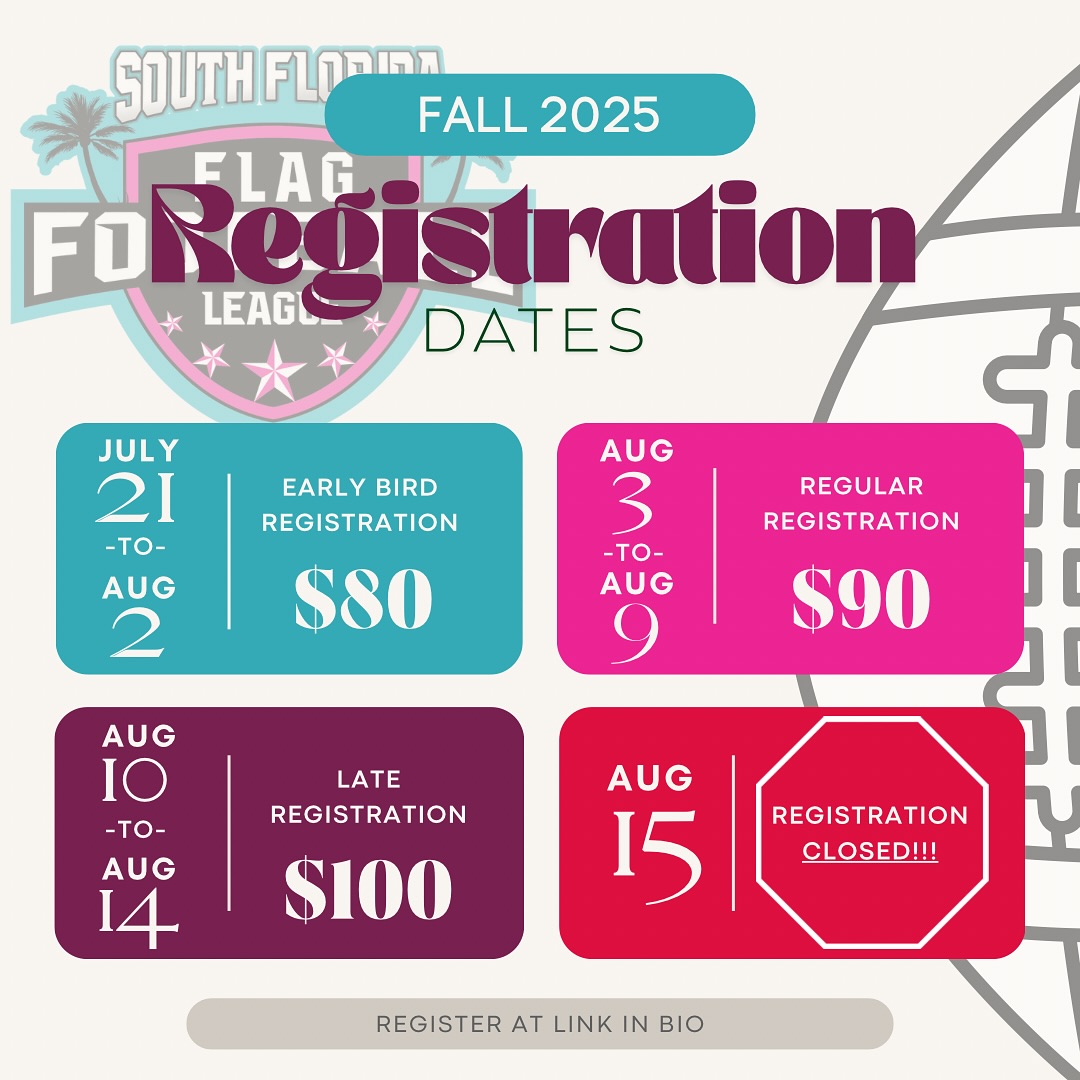 The Fall 2025 season is quickly approaching! Remember that once registration opens, the sooner the cheaper! Get registered on July 21st and avoid price increases!
#SFFFL #FlagFootball #lgbtq #pride #southflorida