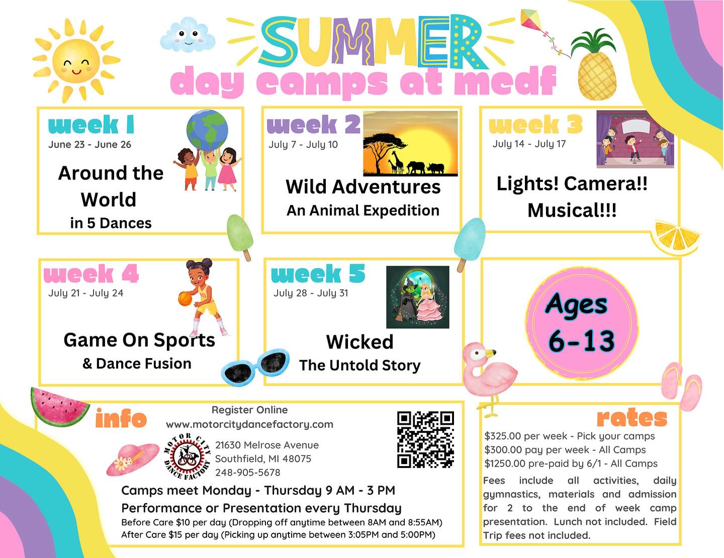 Summer Fun Continues Next Week at Motor City Dance Factory & Motor City Flip Factory!
Get ready to move because our Summer Dance Intensives, Summer Gymnastics Classes and Summer Day Camp sessions are on! With a wide variety of options, there’s something for everyone @motorcitydancefactory @motorcityflipfactory located in 📍Southfield, Michigan. Don’t miss out on an amazing summer of dance and gymnastics! LINK IN BIO TO REGISTER! ❤️🖤☀️