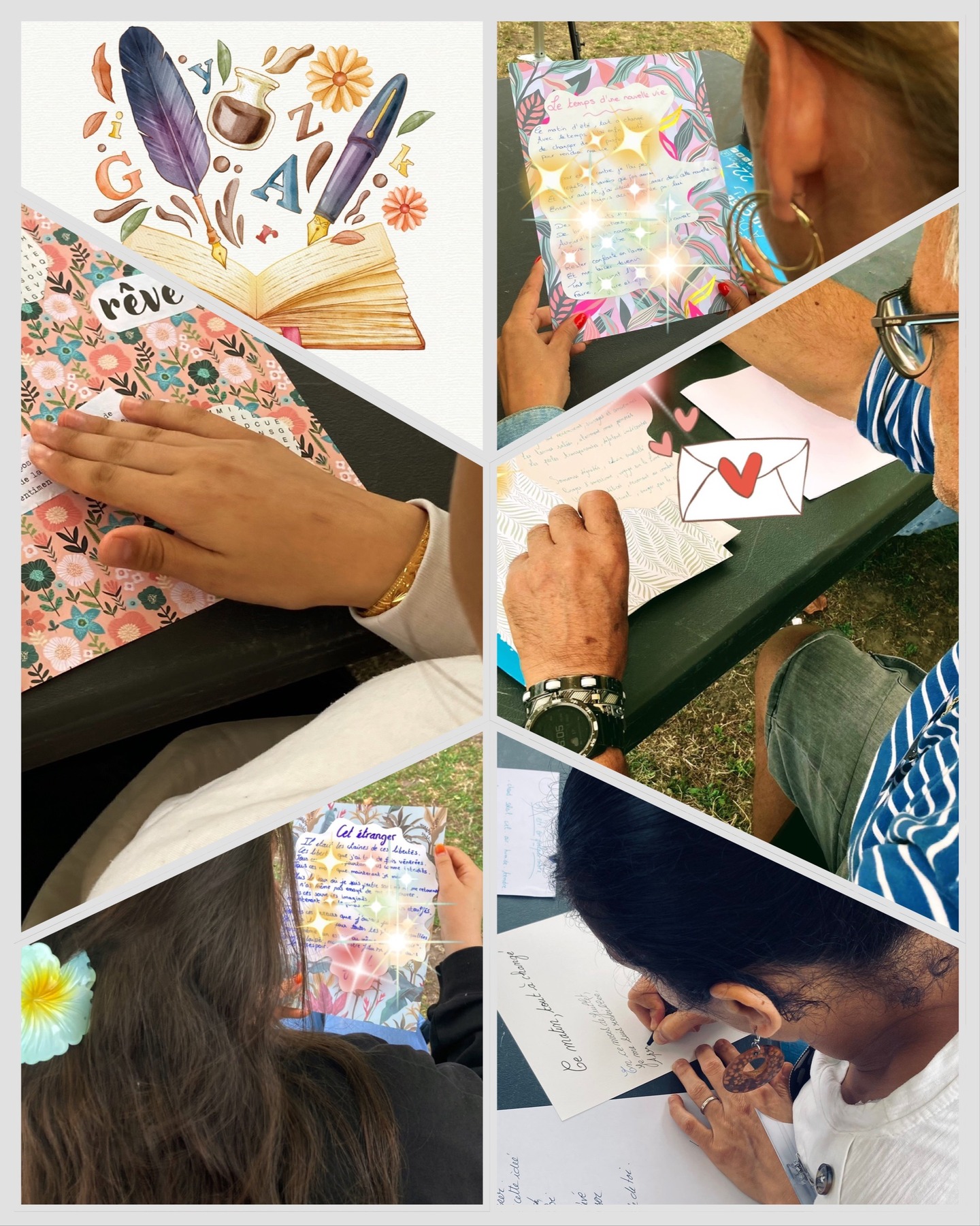 ✨Via le bruissement des stylos
✨Il se passe quelque chose
✨On respire, on se raconte
✨Loin du vacarme du monde
✨Les gouttes de pluie murmurent
✨Le long des arbres
✨Et pourtant rien ne perturbe
✨L’écriture de ces âmes
✨Des moments partagés
✨Des textes griffonnés
✨Des sourires timides
✨Des voix assumées
✨Vous me rappelez
✨Encore & toujours
✨La puissance de l’écriture
✨La beauté de mon métier
#AtelierdEcriture #poesie #poeme #autrice #ecriture #NuagedeMots #livre #litterature @ville_de_beauchamp @nosinstants_suspendus @maison.cocon.et.papillons