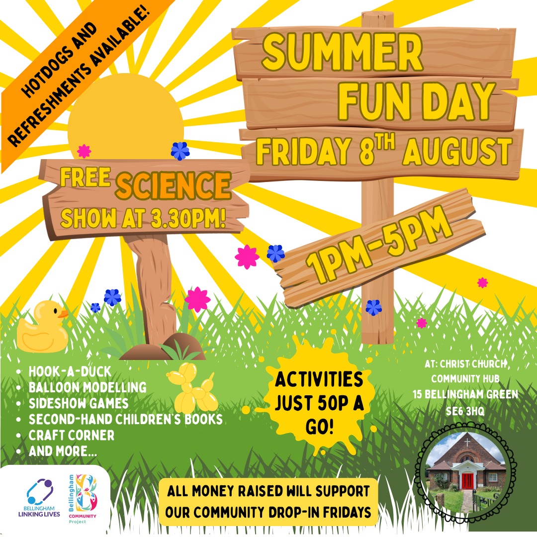 Our partnership project with Christ Church Community Hub is having a Summer Fun Day! Come along and have a bit of fun, see the show, and help support our community drop-in. #bellingham #community