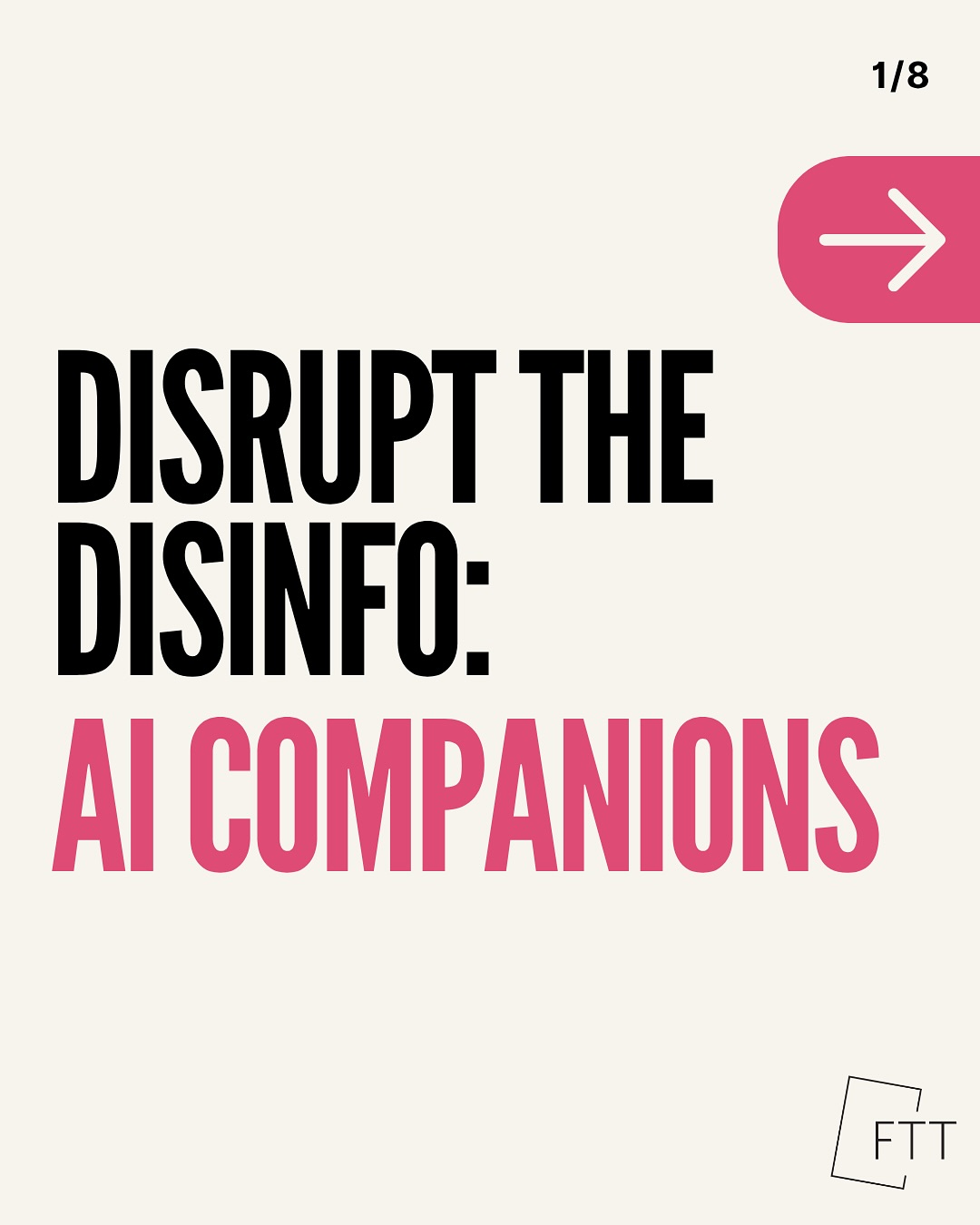 For this edition of Disrupt the Disinfo, we’ve compiled some information about the latest developments in the world of AI companions. From their integration into various social media platforms to the dangers that are posed when this technology is marketed towards children, these slides chronicle some of the key points to think about when navigating the growing presence of AI in “social” settings.