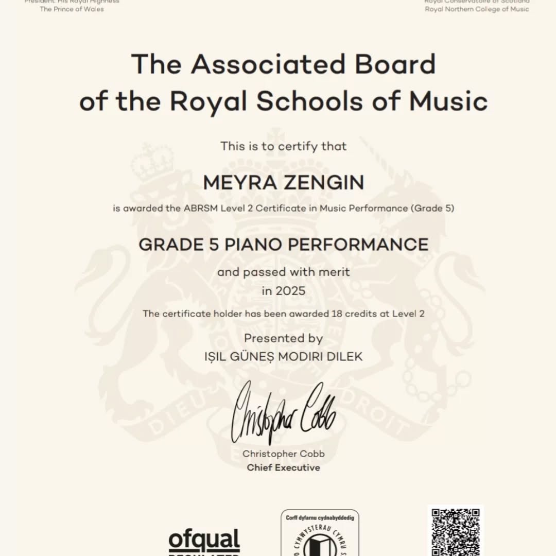 Öğrencimiz Meyra Zengin 5.Aşama sınavını teşekkür alarak geçmiştir👏🏻Kendisini tebrık edıyor💫🎉🎊başarılarının devamını diliyoruz🎈🌺
