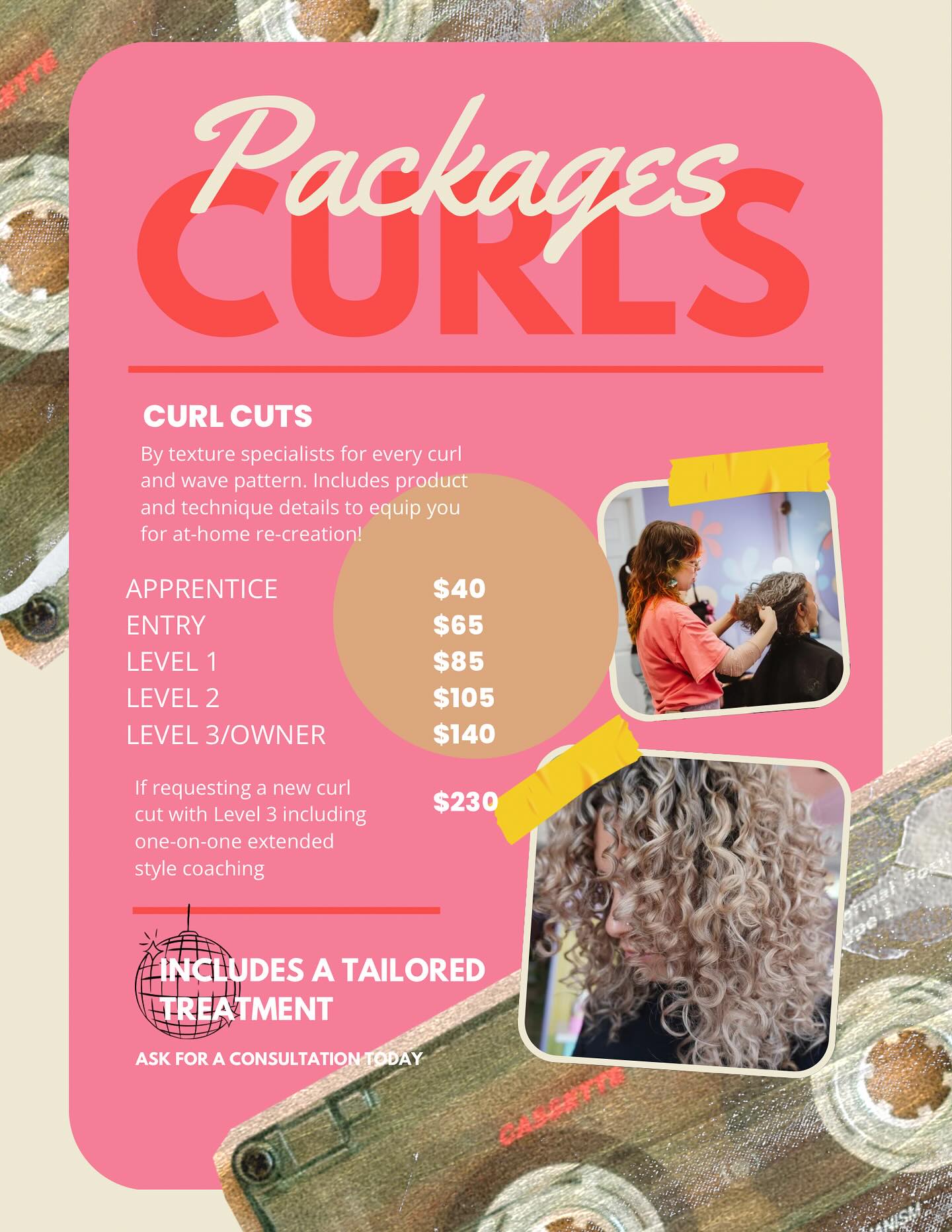 Here are our new and improved packages + pricing for Jovi! We worked really hard to streamline the booking process and offer transparent pricing… all the help you get the hair of your dreams. Bonus ➡️ all of our packages are named after songs! We highly recommend making a package pricing playlist and jamming out all day like we did 🥰 If you can any questions or concerns please contact us or your stylist directly by texting/calling 757-754-6577. THANK YOU FOR YOUR SUPPORT it means the world!! #jovisalonvb #virginiabeachsalon