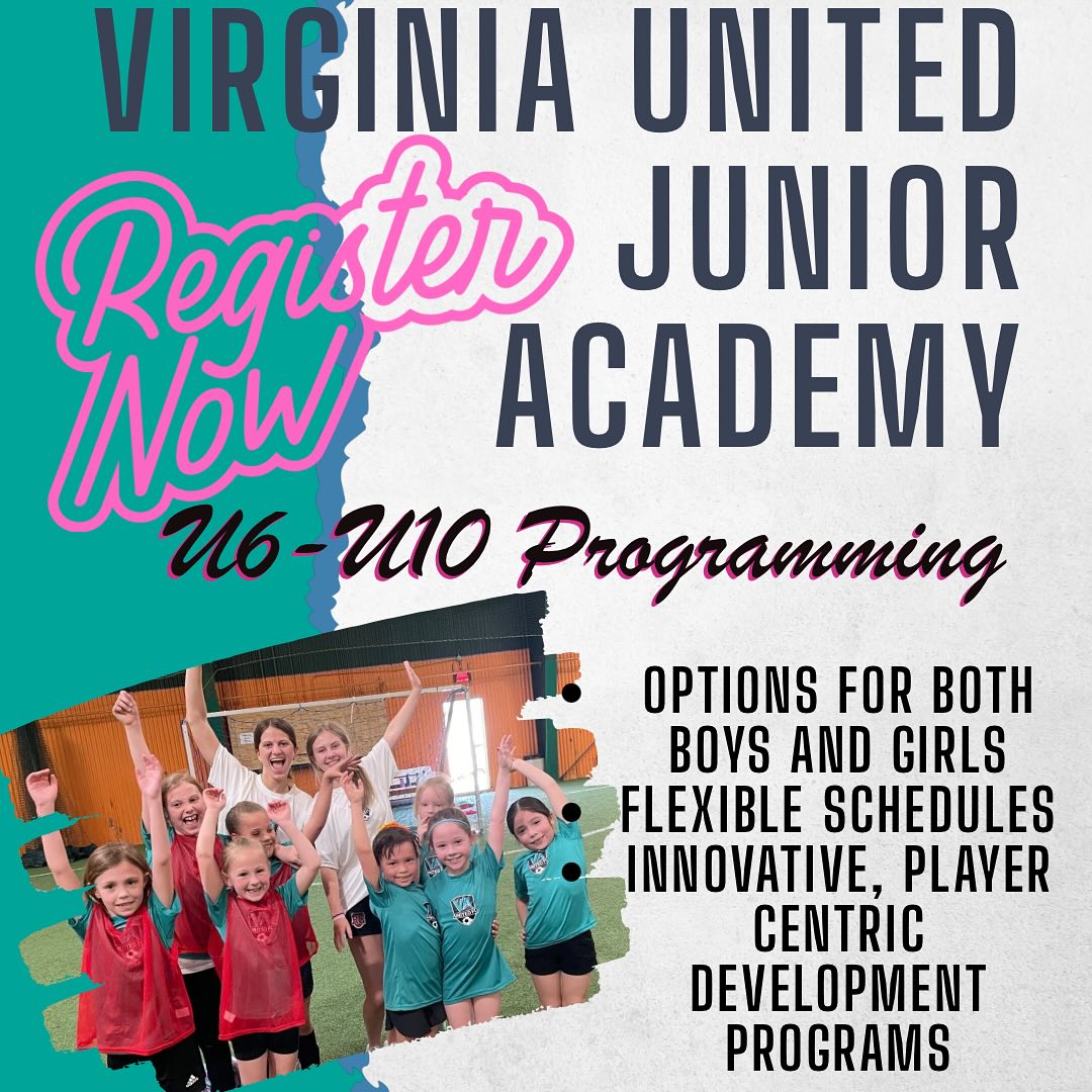 ⚽ ACADEMY SEASON IS ALMOST HERE! ⚽
Registration is open for our youth soccer programs! ?
Led this year by Simon French, our Academy offers:
? U6 (2020-2021): Saturday mornings starting Sept 13th
? U8 (2018-2019): Weekly training + Friday games starting Sept 1st
? U10 (2016-2017): Twice weekly training + weekend games starting Aug 20th/21st
All programs include jerseys and coaching!
Training at Vinyard Complex, some games at Lab Sports Performance ?
Don’t miss out - spots are filling up fast! Check the link in bio/below for full schedules, locations, pricing, and registration details!
#YouthSoccer #VirginiaUnited #AcademySoccer #RegisterNow ⚽?