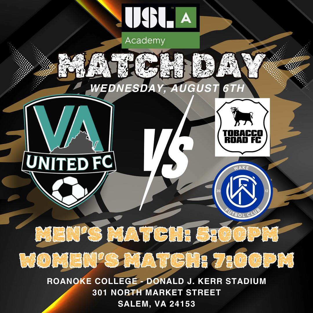 ? GAME DAY at Roanoke College! ?
Double header action TODAY (Wednesday 8/6)!
⚽ Men’s USL - 5:00 PM
⚽ Women’s USL - 7:00 PM
Come out and show some love for our players! ? Rain or shine, we’re ready to play on the turf - but we’ll keep you posted on social media if Mother Nature has other plans ?️
See you there, Roanoke! Let’s pack those stands! ?️
#USL #RoanokeCollege #GameDay #Soccer #SupportLocal #RainOrShine