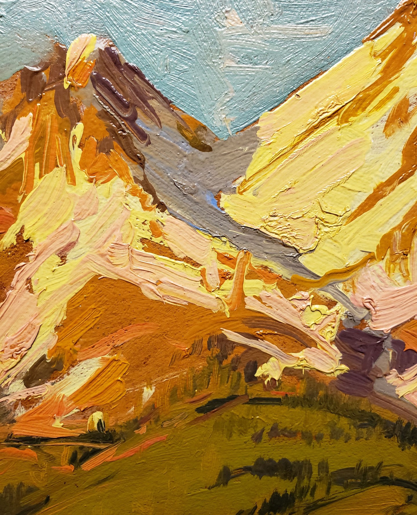 Enjoy a mid-day break viewing fine art!
Alfred Richard Mitchell (1888-1972)
Morning Light, Mt. Shasta, California, c. 1932
Oil on Masonite panel
16" x 20"
Featured in our upcoming exhibition: Scenic Route: A Half-Century of California Discovery, 1900-1950
Description
In Morning Light on Mt. Shasta, Alfred R. Mitchell masterfully captures the grandeur of one of California’s most iconic peaks, an active volcano in the state’s northern region. Measuring 16 x 20 inches—a favored size for the artist’s plein air work that fit neatly into his sketch box and was easily carried into the field—this composition reflects Mitchell’s direct, on-location approach. The scene leads the viewer’s gaze upward through a natural V-shaped corridor formed by the pine trees in the middle ground, guiding the eye toward the snow-capped summit. The mountain is rendered with bold, confident strokes in luminous tones of pink, gold, and lavender, while the foreground valley bursts with lavish greens and warm oranges. Though grounded in realism, the painting reveals Mitchell’s expressive use of color and brushwork, conveying not just the appearance but the vitality of the landscape in the first golden light of day.
Historical Significance
Known as the “Dean of San Diego Artists,” Alfred R. Mitchell was a pivotal figure in California Impressionism and a founding member of the San Diego Museum of Art. A graduate of the Pennsylvania Academy of the Fine Arts under William Merritt Chase, Mitchell brought a strong academic foundation to his plein air practice. Mt. Shasta, one of California’s most majestic natural landmarks, has long been celebrated in the visual arts as a symbol of the West’s enduring beauty. This painting embodies the California plein air ethos of the mid-20th century—bold color, vibrant light, and a reverence for the state’s unspoiled landscapes.
Join Us for the Private Opening Reception for Scenic Route
Friday, August 15, from 5:00 to 7:00 pm