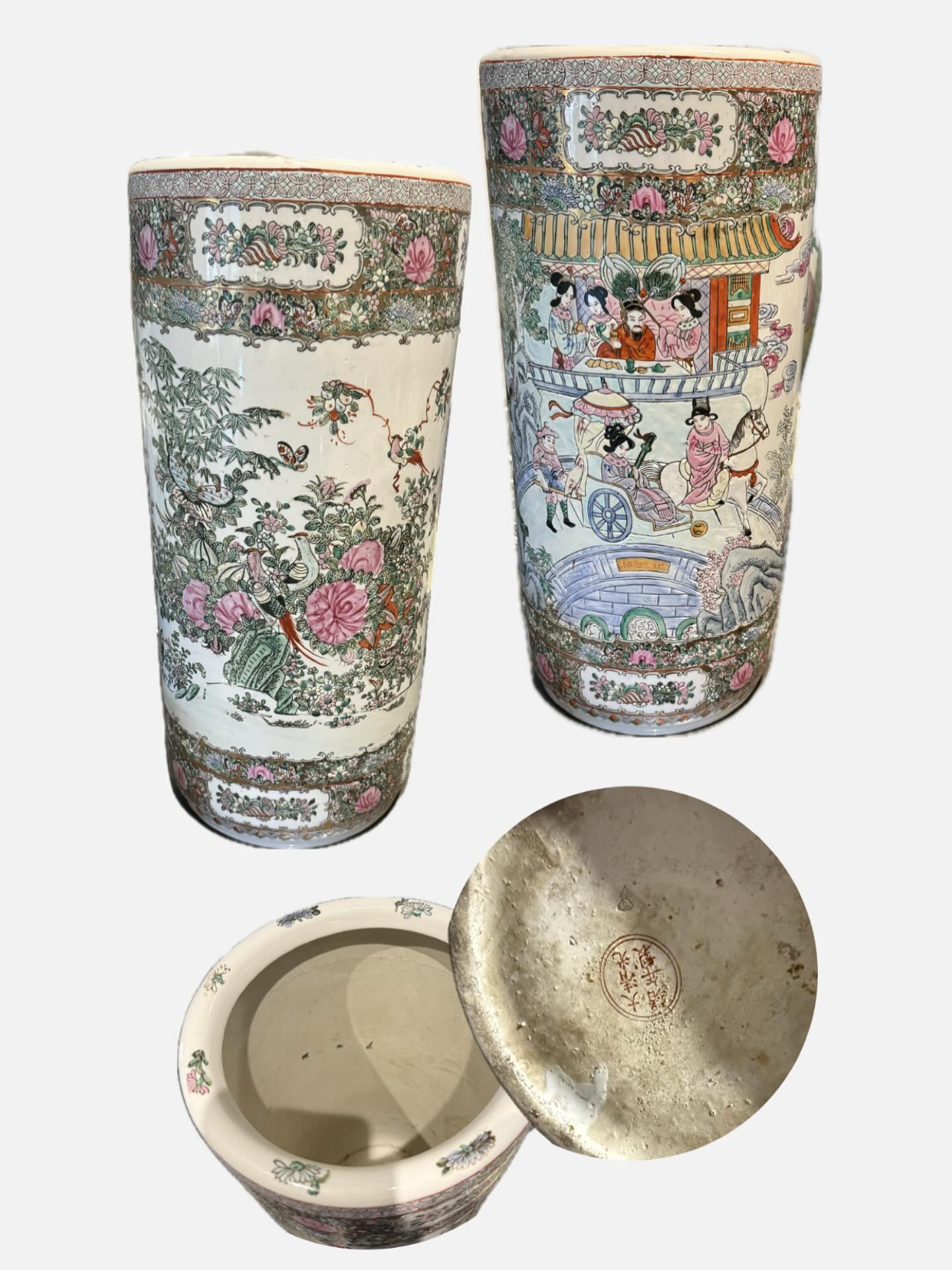 ANTIQUE CHINESE FAMILLE ROSE UMBRELLA STAND ?☂️?☂️?
18.5” H x 8” DIAMETER
The mark indicates that the vase was produced during the Guangxu Emperor’s reign within the Qing Dynasty, dating it to sometime between 1875 and 1908.
CLAIM $795 SHIPPED
Excellent antique condition. Minor crazing.
ALL PAYMENTS ACCEPTED + PAYMENT PLANS
VENMO OR SITE INVOICE
DM TO PURCHASE