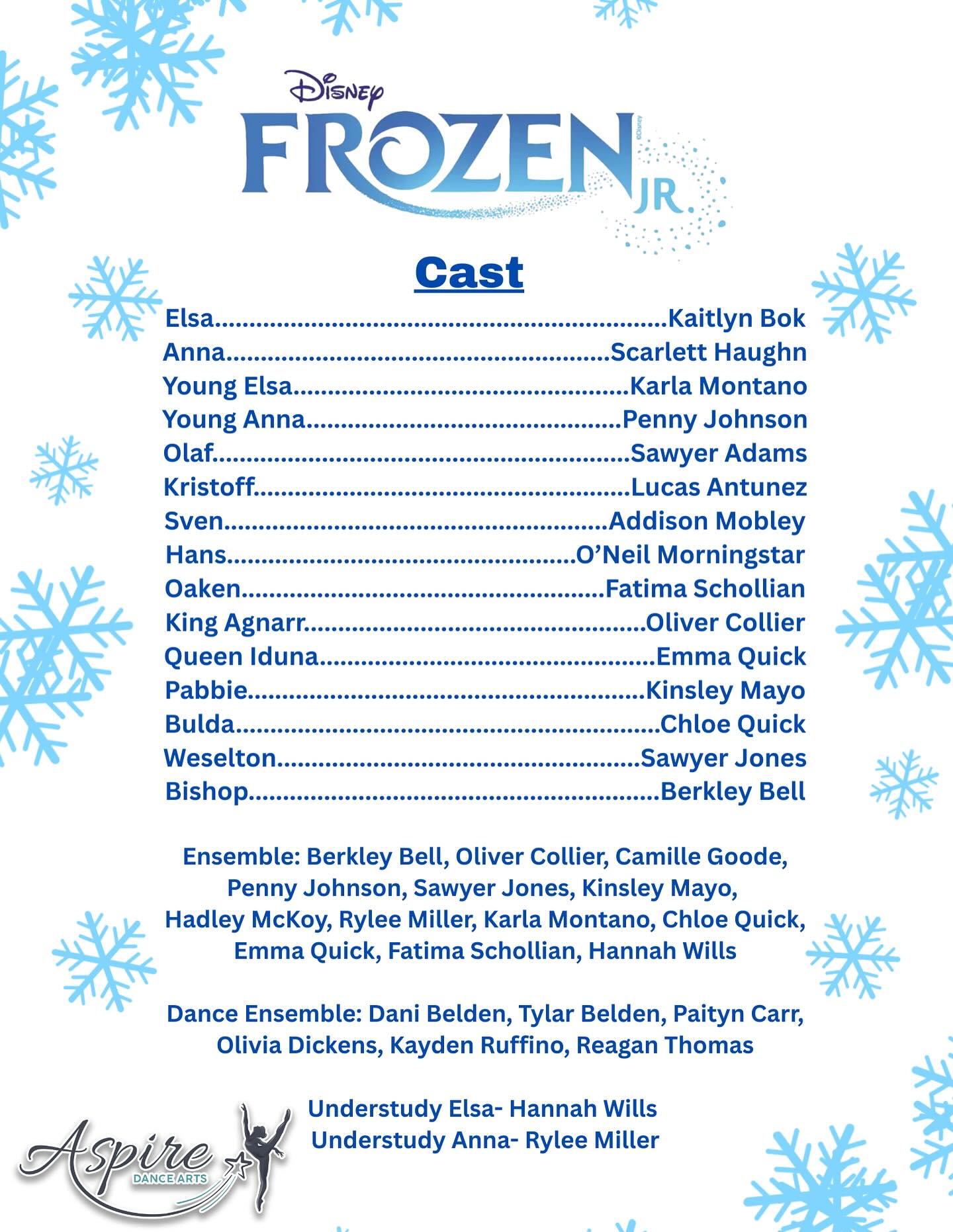 🎭💫Aspire is excited to announce the casts of Frozen JR and Frozen KIDS! The talent at these auditions continues to impress us all! Congratulations to everyone! 🤩🤗
.
.
.
#frozenjr #frozenkids #letitgo #cantonga #ballgroundga #musicaltheatre #actsingdance