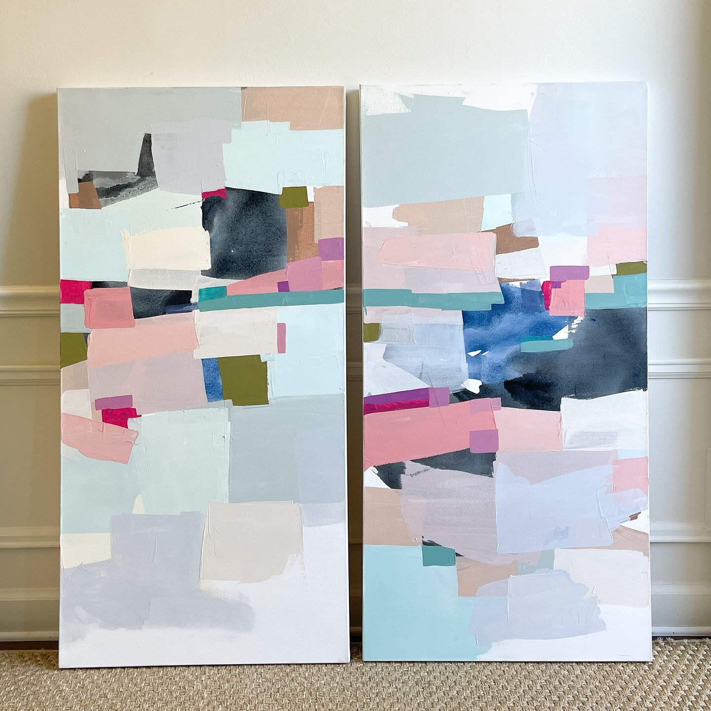 We could all use a little morning meditation in our day…a pause to breathe, reset, and welcome some calm before the noise begins.
This pair of 48” x 24” mixed media paintings by Alma Ramirez captures that quiet moment. With layered textures and soft movement, they will invite balance and stillness into any space.
“Morning Meditation I & II”
48” x 24” each
Mixed Media on Canvas
A serene statement for your home, and a daily reminder to slow down and be present.
Currently offered at a special price! Click the link in my bio for purchase details!