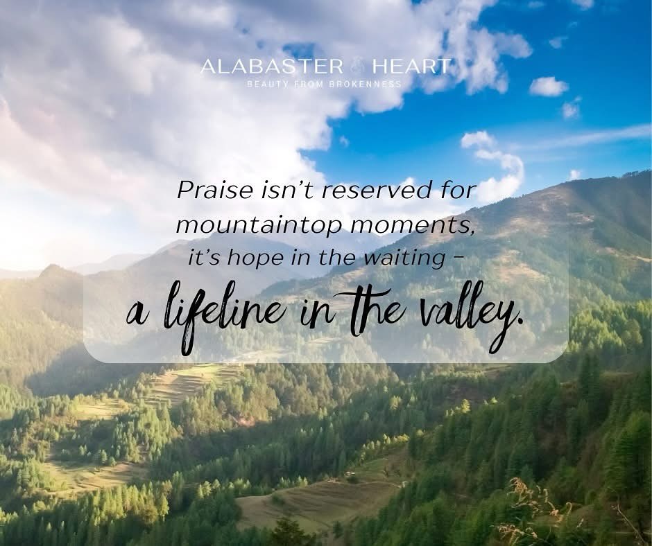 🌿Praise isn’t reserved for mountaintop moments.
It’s not just the song we sing when prayers are answered or when life is running smoothly. True praise runs deeper—it’s the posture of a heart that chooses to trust God when the weight feels crushing and circumstances seem overwhelming.
✨Praise is hope in the waiting.
It lifts our eyes from the heaviness of what is to the unshakable promise of who He is. Praise shifts our perspective, drawing our attention away from the storm and back to the One who holds it all in His hands.
🌿Praise becomes a lifeline in the valleys.
It anchors us to His unchanging character when everything around us is shifting. Praise is the whisper of trust when nothing makes sense and moving forward feels impossible.
✨Praise can also be the quiet song sung through tears.
It’s the steady gaze fixed not on what is seen, but on the steadfast promises of God. It’s our heart’s whisper—and sometimes even declaration—that says: “Even here, in the valley, I will still choose to praise.”
🌿 So sweet friend, I encourage you to lift up your head and look up. Lift up your voice and choose to praise Him—in the good, and even now, if you find yourself walking through the valley.
Not because everything is perfect.
Not because everything makes sense.
Not because the heartache is gone.
But because He is. 🙌
“The Lord is my strength and my shield; in Him my heart trusts, and I am helped; my heart exults, and with my song I give thanks to Him.” — Psalm 28:7 💛
💬 Drop a 🙌 in the comments if you are choosing to praise Him in the waiting and even in the valley. Let’s remind one another that we are never alone—He is with us in every season. 🌿✨
.
.
.
.
#GoodnessOfGod #Godisgood #alabasterhrt #praiseandworship #MyHeartWillSing #eyesonjesus