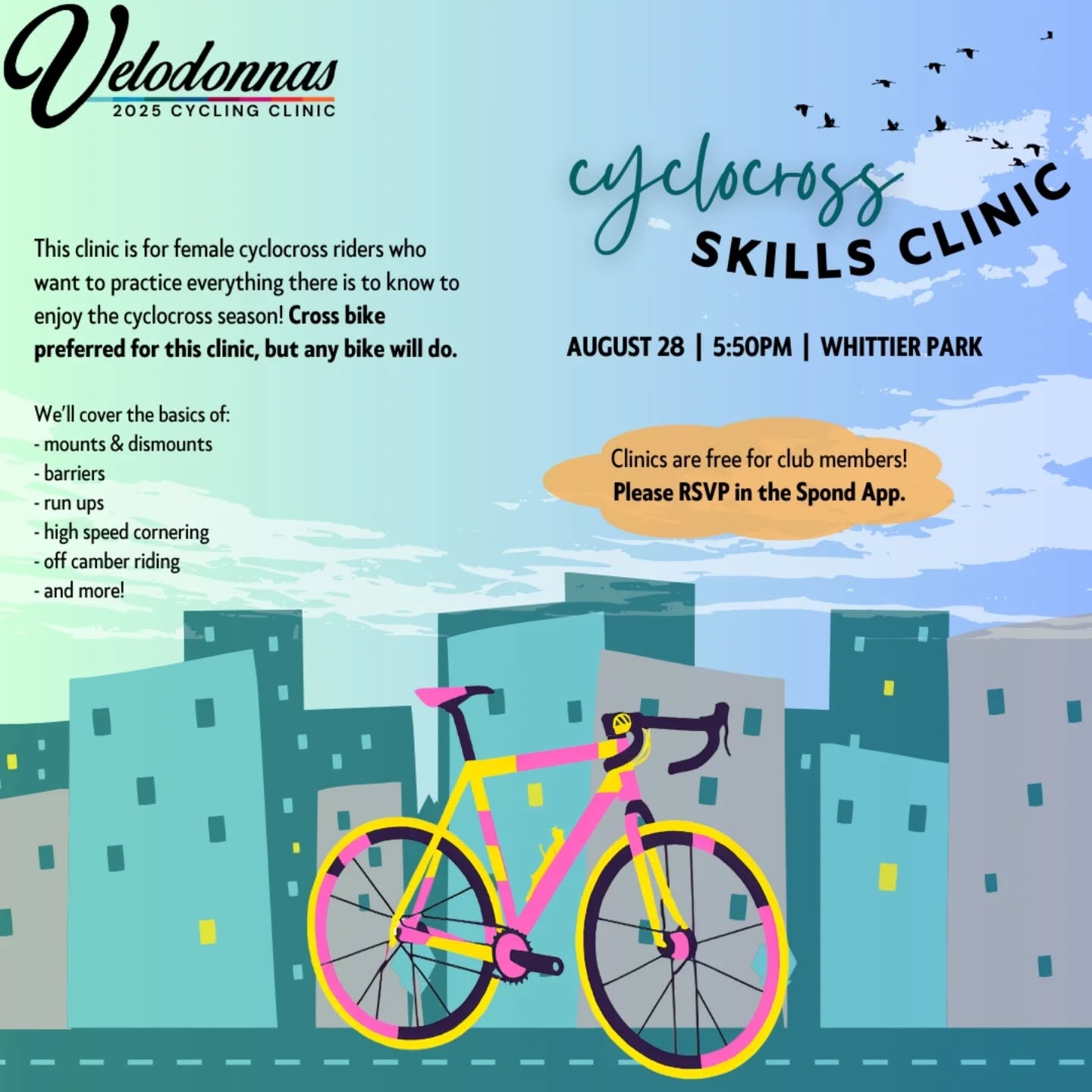 ‼️UPDATE: CANCELLED due to low registration.
📢 CLINIC ALERT: Our 2025 Cyclocross Clinic is set for THIS THURSDAY! 🚲👏
Join us to cover everything you need to know to enjoy the cyclocross season!
Clinics are FREE for members and donations are accepted for non-members. As always - RSVP in Spond to secure your spot! #cyclocross #bikelife