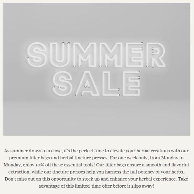 Summer Sale!!!
Stock up on materials as summer draws to a close.
#pressherbs
#tincture
#herbal