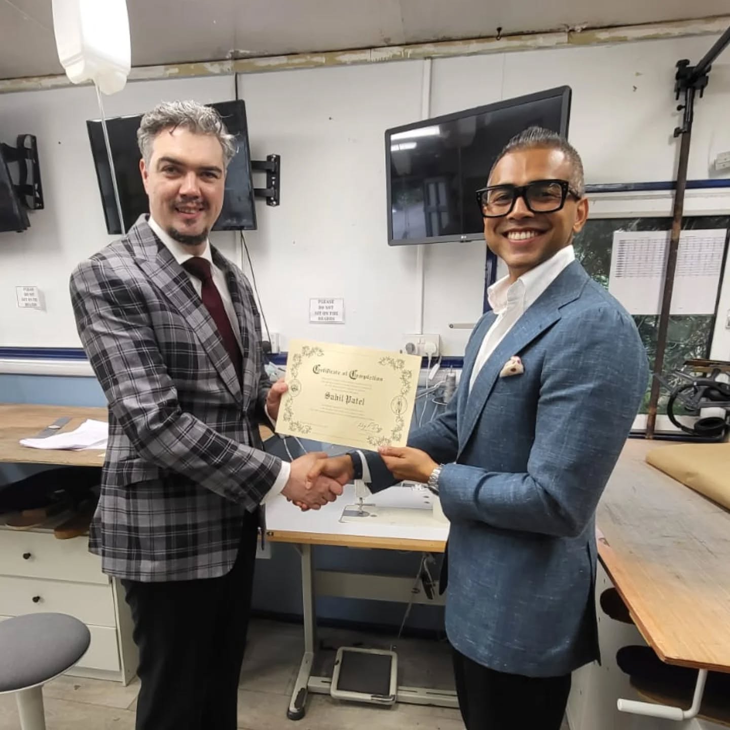 Congrats to Sahil, who finished "The fitting of Gentlemans Garments, intensive course."
.
Over the period of two weeks, Sahil went from novice to proficient in the fitting of mens suit jackets, waistcoats, and trousers.
.
Sahil joined us from Chicago USA and plans to return to start his own bespoke tailoring business.
.
With the training he received at The Handcraft Tailor Academy, Sahil knows how to assist figures, take accurate measurements, understand patterns, and how to adjust them for various figurations and fitting issues, and communicate them to his manufacturer.
.
If you're working in the Bespoke or Made to Measure and field and would like to learn more about how to diagnose and resolve fitting issues, please don't hesitate to contact us.
.
www.HandCraftTailorAcademy.com
.
.
#TailoringAcademy #InternationalTailoring
#TailorMadeEducation #MasterTheStitch
#SewingEducation #CustomTailoring #FashionAcademy #SewingSkills #PatternMaking #FashionCraftsmanship
#LearnToTailor #TailoringCourses #SewingLessons #FashionDesignTraining
#TailoringWorkshops #SkillUpTailoring
#TailorYourFuture #SewingClasses