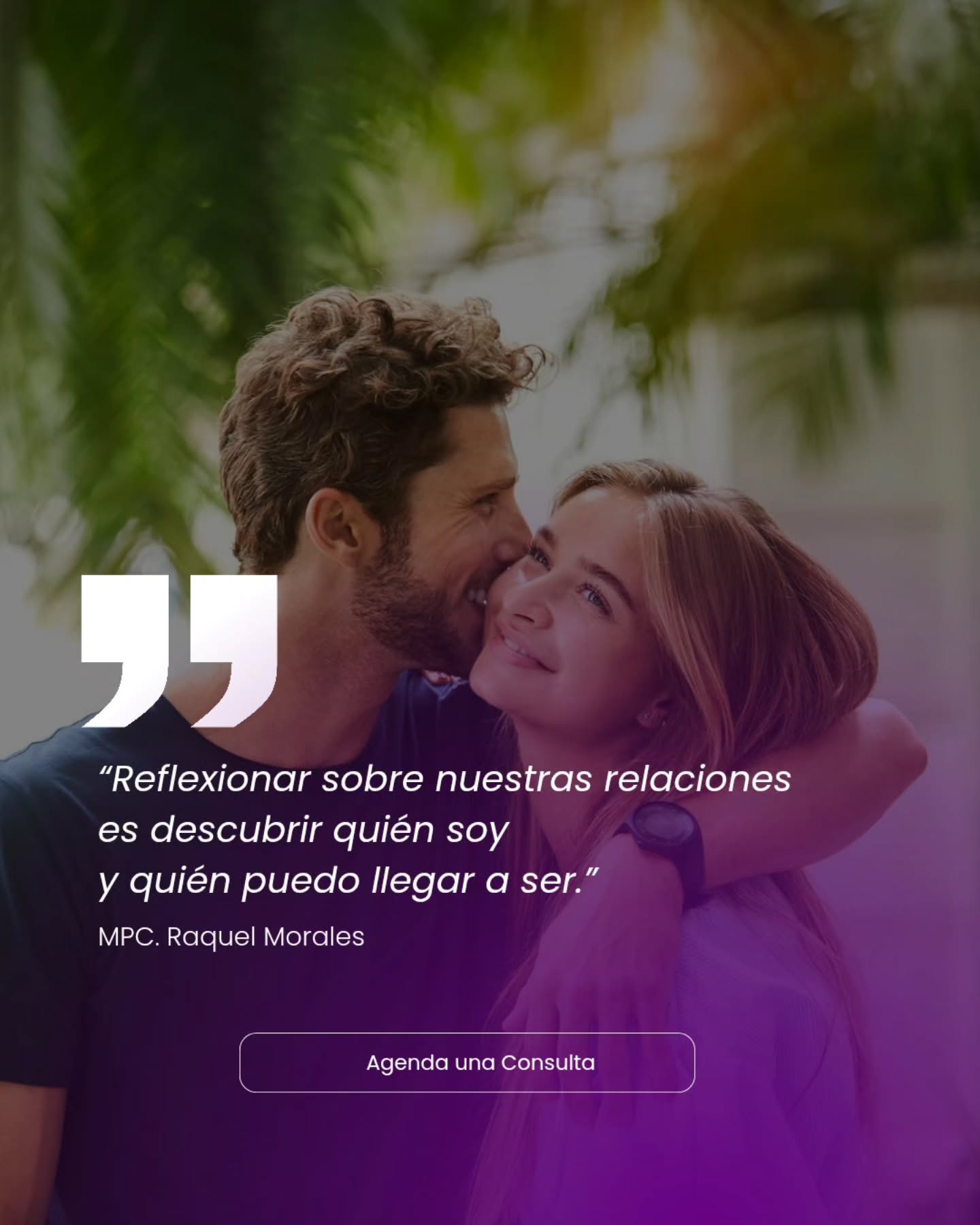 Nuestras relaciones hablan de nosotros más de lo que imaginamos. Al detenernos a reflexionar, encontramos respuestas sobre nuestra identidad y el camino hacia la mejor versión de nosotros mismos.
📅 ¿Listo para iniciar tu proceso?
Agenda tu cita fácilmente a través de AgendaPro.
Psicología
Relaciones de Pareja