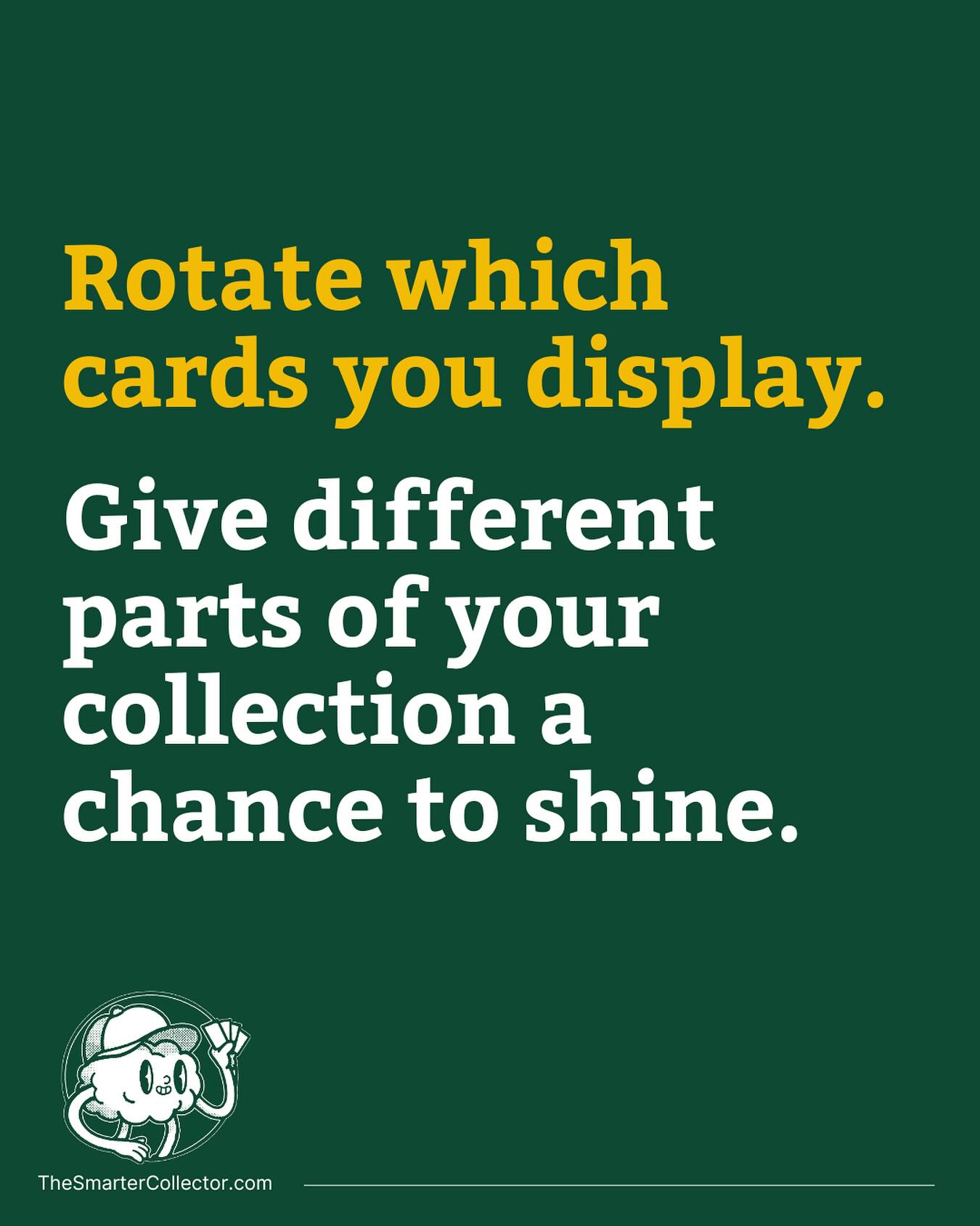 I only keep 3 cards on my desk at a time.
It’s not because I don’t love the rest of my collection — it’s because rotating them keeps things fresh. I get to try out different pairings, see how certain cards feel next to each other, and continuously evaluate if they still “fit” with the direction of my collection.
That simple rotation keeps me more engaged with my collection than leaving the same slabs out all year.
👉 How do you display your cards?
#thesmartercollector #sportscards #thehobby #collecting #whodoyoucollect #baseballcards #basketballcards #hockeycards #footballcards #topps #paniniamerica #rc #rookiecard #collectwithintention