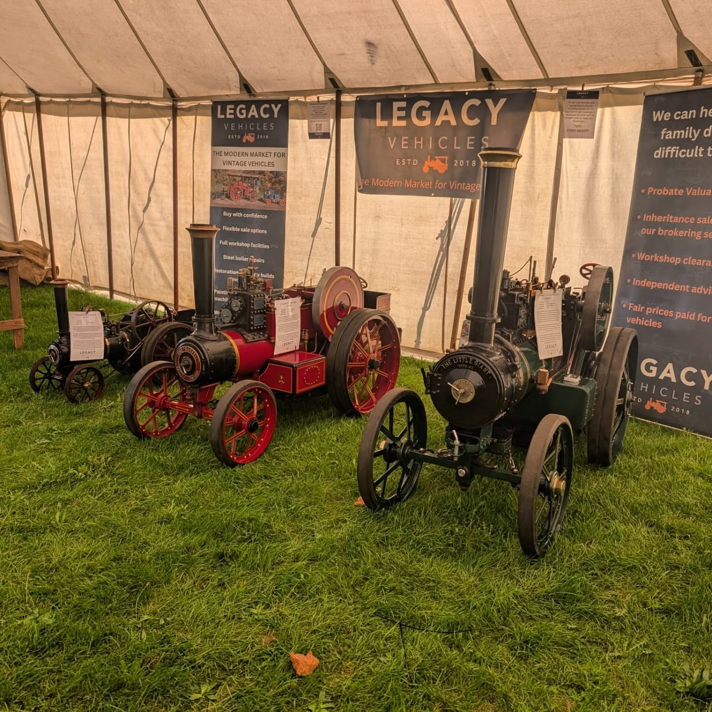 All set up and ready for an excellent weekend at Bedfordshire Steam and Country Fayre. We are in the Heritage Tent with lots of other great suppliers and clubs so if you are coming make sure not to miss it and have a good look around.
You will notice some engines on display which aren't yet on the website, if they are not sold this weekend they will be listed early next week.
.
.
#tractionengine #steamrally #steamfair #steamup #miniaturesteam o