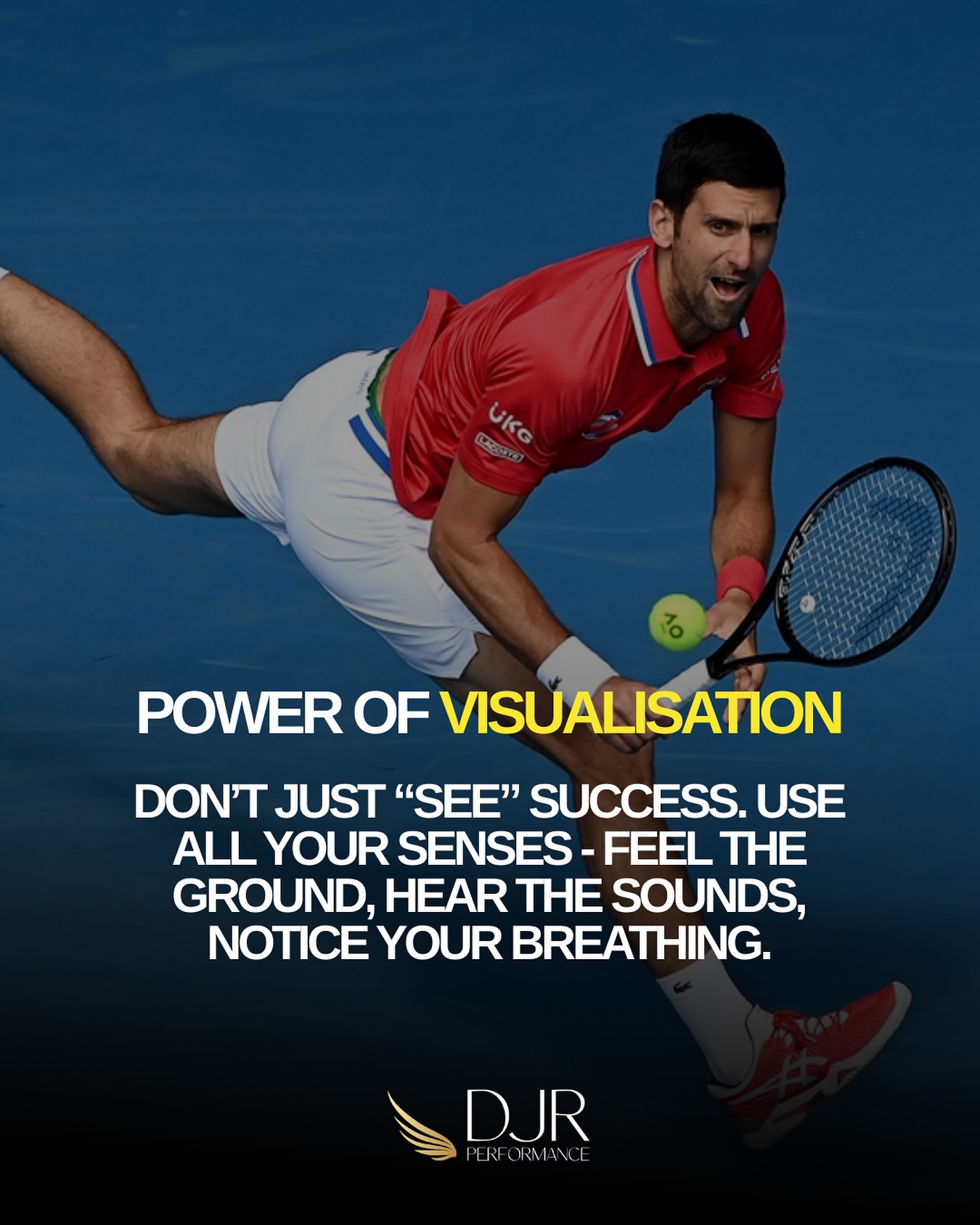 One of the most powerful tools available.
Scientific research says that your brain cannot tell the difference between a real or an imagined event.
This means we can use it for perfect practice and getting the repetition in so that when we need to perform it for real, we have already repeatedly executed it successfully.
#performancepsychology #novak #djokovic