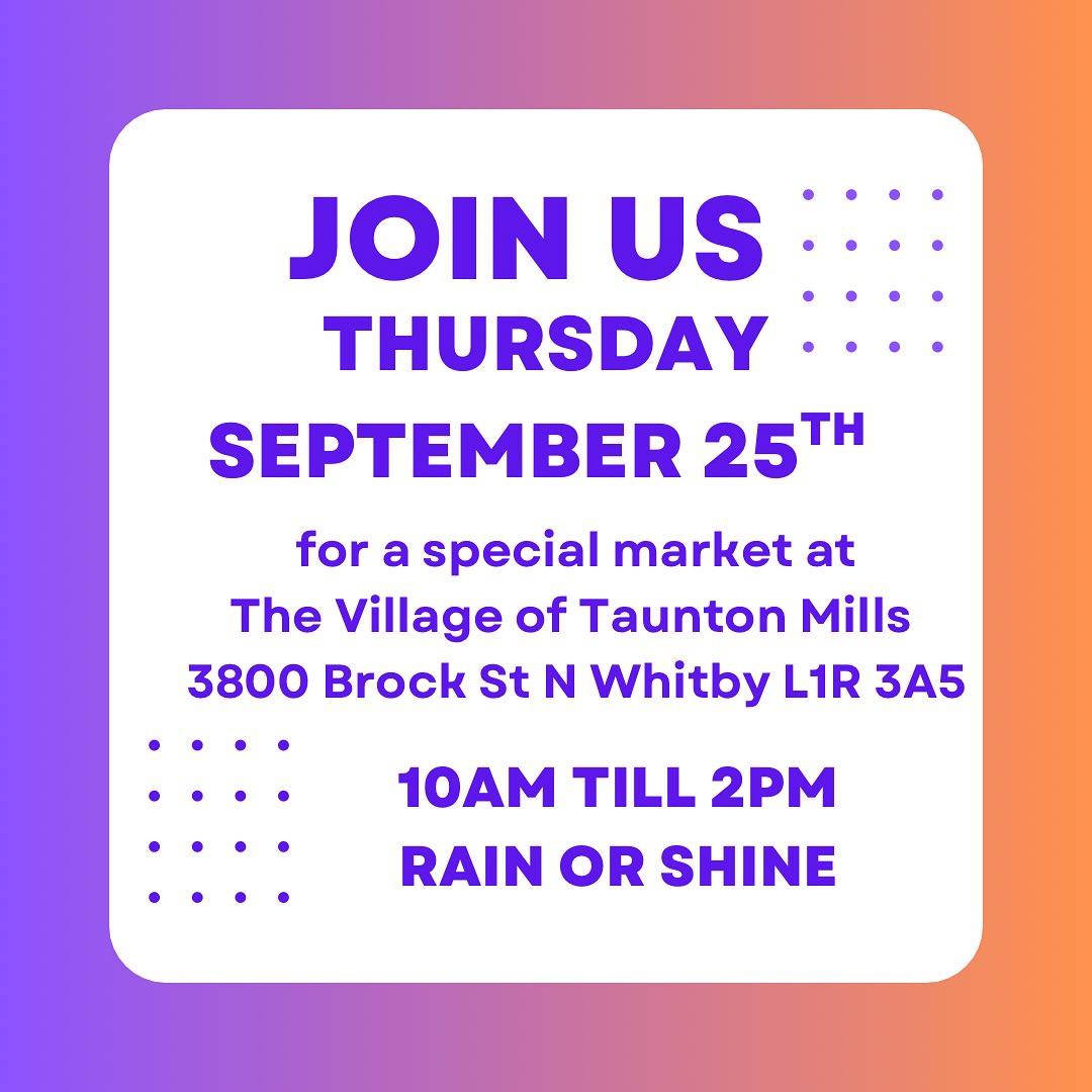 🍂We will be bringing our tents and treats to
The Village of Taunton Mills for a special market on Thursday September 25th from 10am until 2pm.
Come on out and join us for a bit of shopping and live music on this beautiful property by the gazebo and koi pond! 💚
🍂
@rougerivercrafts
@meatatarian.ca
@omgdogsboutique
@betty_lous_country_crafts
@pouretteas
@tranquilitymatters9
@nemophilistcreations
@lapatisserienook
@mywildflowerandme
@daveswooddesigns
#jewelrydesignsbyengelina
💚