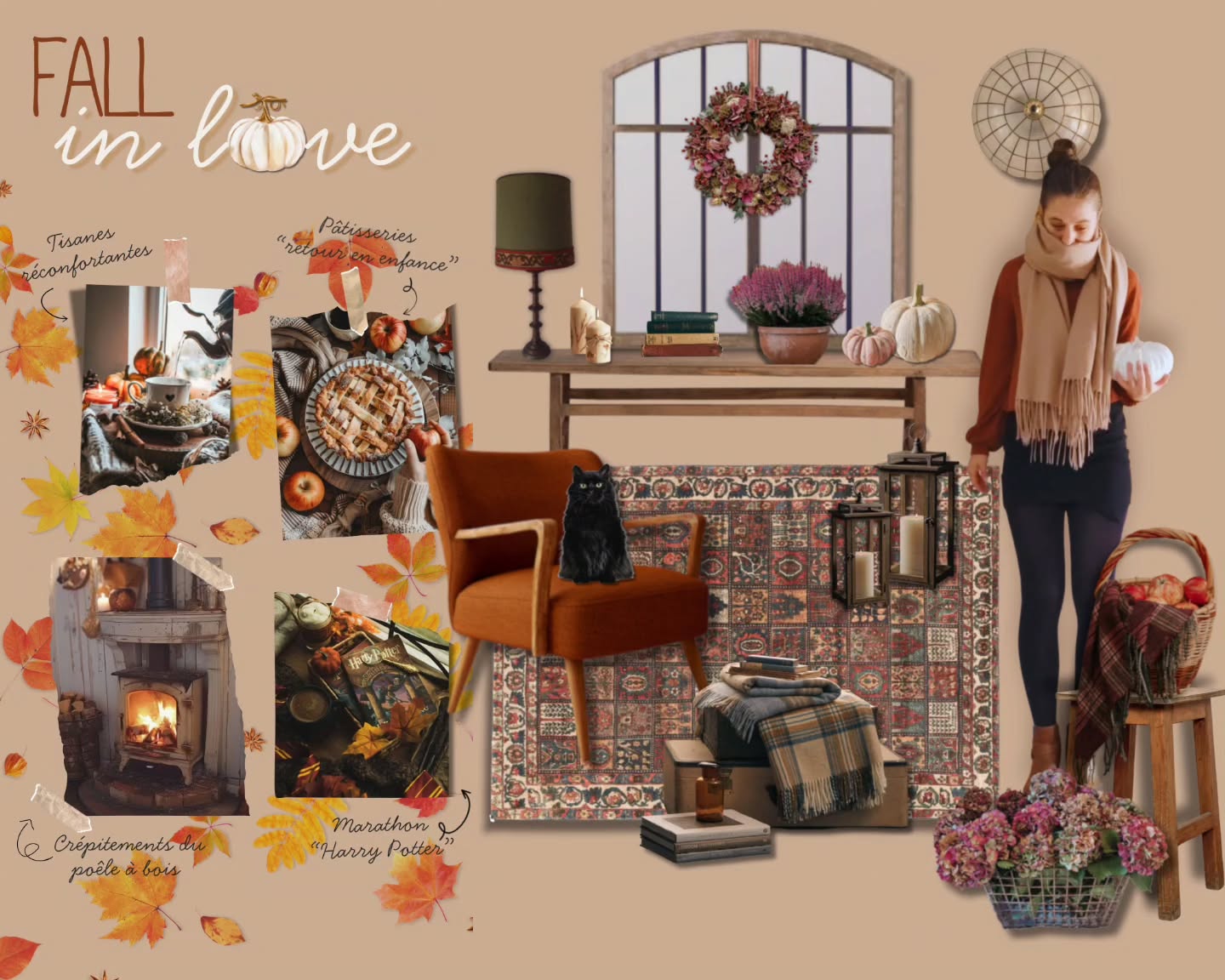 " L'Automne est une demeure d'or et de pluie "
Se lover au coin du feu avec les chats, bouquiner des heures durant, glâner les trésors de la nature, prendre le temps de pâtisser et cuisiner des gâteaux d'enfance ou des soupes réconfortantes, plonger dans la magie d'Harry Potter, écouter la pluie tomber, siroter une tisane, cuisiner sur le poêle, disséminer plaids, fourrures et citrouilles dans la maison, s'enrouler dans des écharpes de laine, allumer les bougies, créer des couronnes d'hortensias... Liste non exhaustive de mes petits plaisirs de l'Automne... 🧡🪄🕯️🍂
#moodboardidi #planchedambiance #decorationinterieur #automne2025idi #étudiantidi #falldecor #autumn #autumndecor #moodboardautumn #mamarinieredeco #decoratriceariege #coachingdecoariege #decoratricefoix