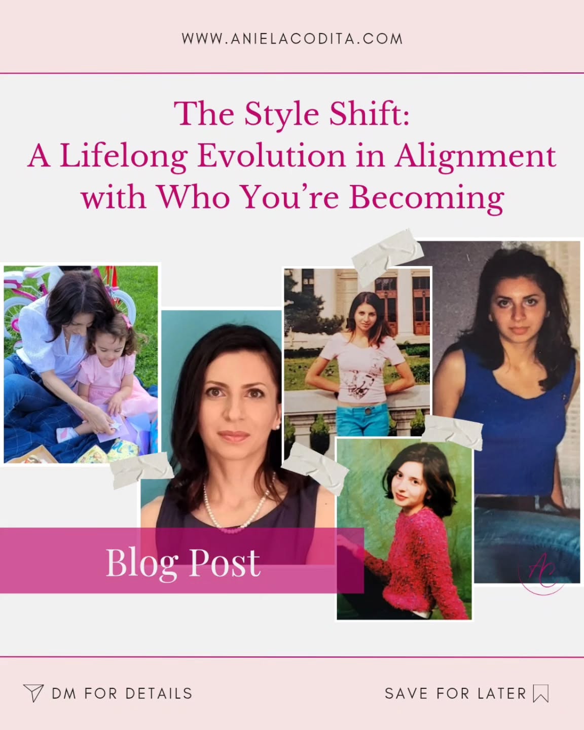 The latest post on the blog is a gentle reflection on how our style transforms as we grow - emotionally, physically, spiritually. It’s not about trends or reinvention. It’s about reunion. With yourself. With your body. With your energy.
As always, the post is available in English, Italian, and Romanian, just like all the materials and services I offer, because your journey deserves to be met in your language, your rhythm, your truth.
I’d love to hear your story. How has your style shifted over the years? What pieces in your wardrobe feel like home? What have you let go of and what have you embraced?
Share here or leave a comment on the blog. Your experience matters. Your voice adds depth to this conversation. Let’s make this a shared exploration.
With warmth and gratitude,
Aniela 🩷✨