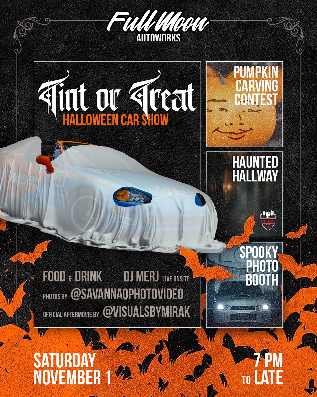 Tint or Treat is creeping closer, and we’ve got some killer surprises lined up. Cars, costumes, contests, and even a haunted hallway. It’s going to be a night to remember. Who’s ready for November 1?
#fullmoonautoworks #tintortreat #carshow #ottawacars #ottawacarshow #ottawa #orleans