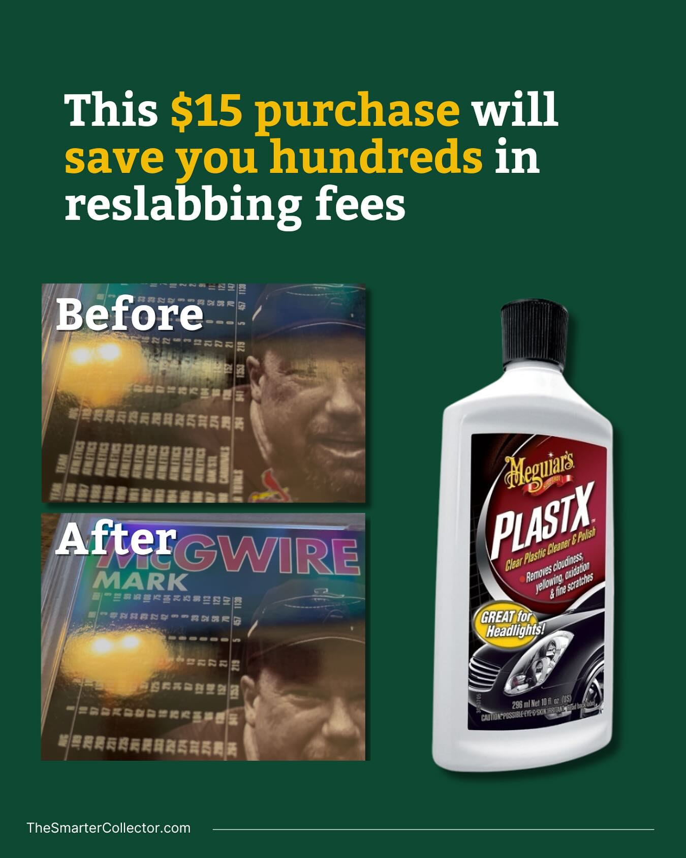 Ever grab a graded card that looked great in photo, but in person, the slab was so cloudy you could barely see the card?
That happened to me recently, and it honestly killed my mail day excitement.
I figured I’d have to send it back for a re-slab and eat the cost. But before I did, I gave Meguiar’s PlastX, a clear plastic cleaner and polish, a shot. $15 later, the scratches and haze were gone. The slab looked clean, clear, and I could finally appreciate the card the way it was meant to be seen.
It’s wild how much a cloudy slab can take away from the experience and how easy it is to fix. Don’t fall into the trap of thinking you need to ship your card away for a reslab, give this a try first.
#sportscards #collecting #thehobby #baseballcards #basketballcards #hockeycards #footballcards #gradedcards #psa #bgs #sgc