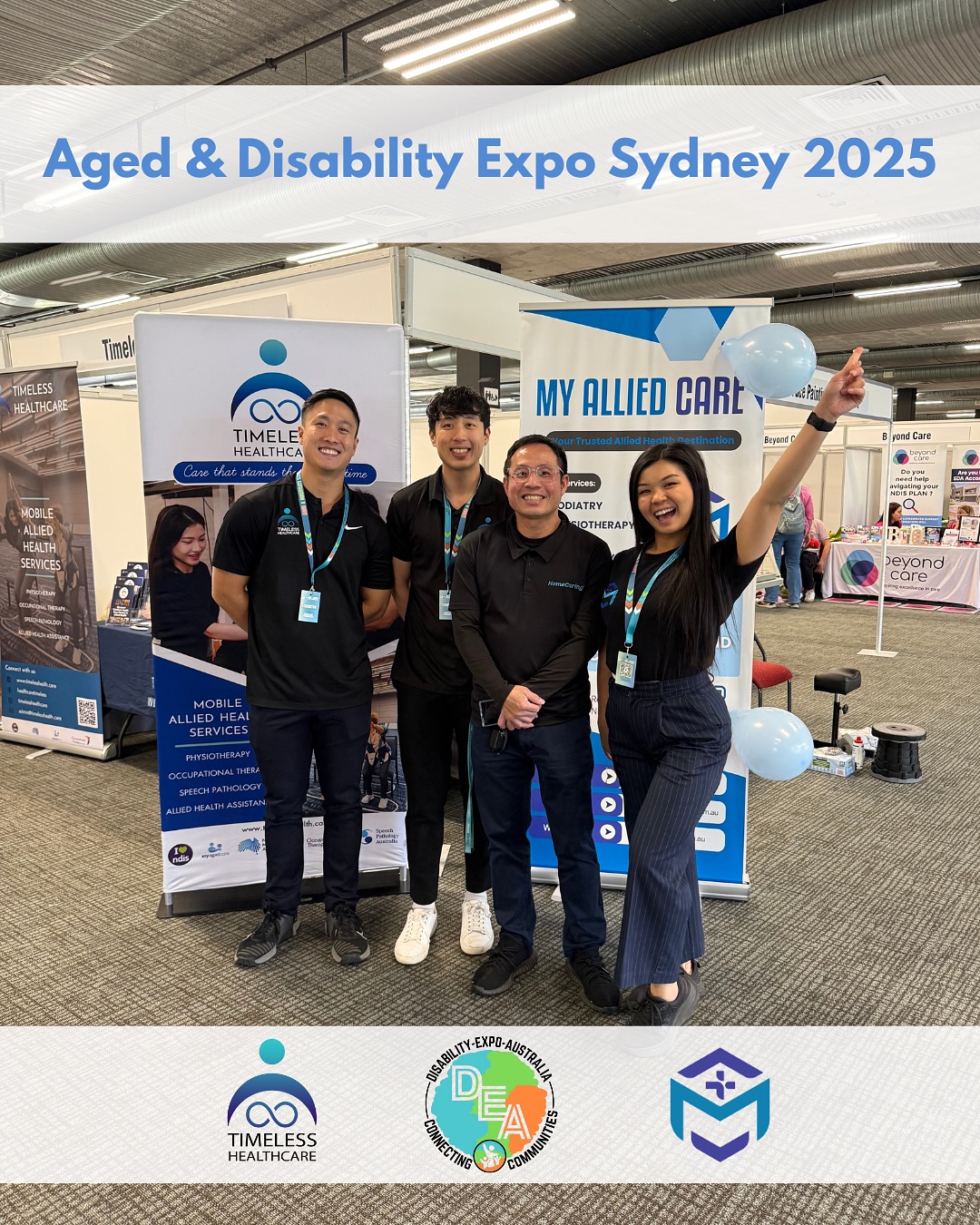 What an amazing day at the 2025 @agedcareexpo @disabilityexpoaustralia Expo! ๐
My Allied Care was proud to exhibit alongside our wonderful partners at Timeless Health Care, connecting with so many passionate individuals, carers, and providers in the community.
Thank you to everyone who stopped by our booth, shared stories, and learned more about our allied health services. We loved every moment! ๐
#AgedCareExpo #DisabilityExpo #MyAlliedCare #TimelessHealthCare #CommunityCare #AlliedHealth #NDIS #HCP