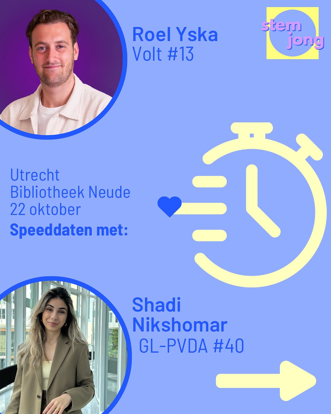 Op 22 oktober organiseert Stem Jong een politieke speeddate avond met jonge politici in de bieb in Utrecht! Weten wie er komen? Check de slides👉
👀Meer weten over dit event? Check de vorige posts, volg ons en blijf op de hoogte!
#stemjong #voteyoung #verkiezingen #verkiezing #tweedekamer #tweedekamerverkiezingen #tweedekamerverkiezing #jongenbetrokken #slimstemmen #tkv #denhaag #politieknederland #stemmen #stemwijzer #kieswijzer #stemmen2025 #verkiezingen2025 #verkiezing2025 #politiekvoorjongeren #jongindepolitiek #opnaardestembus