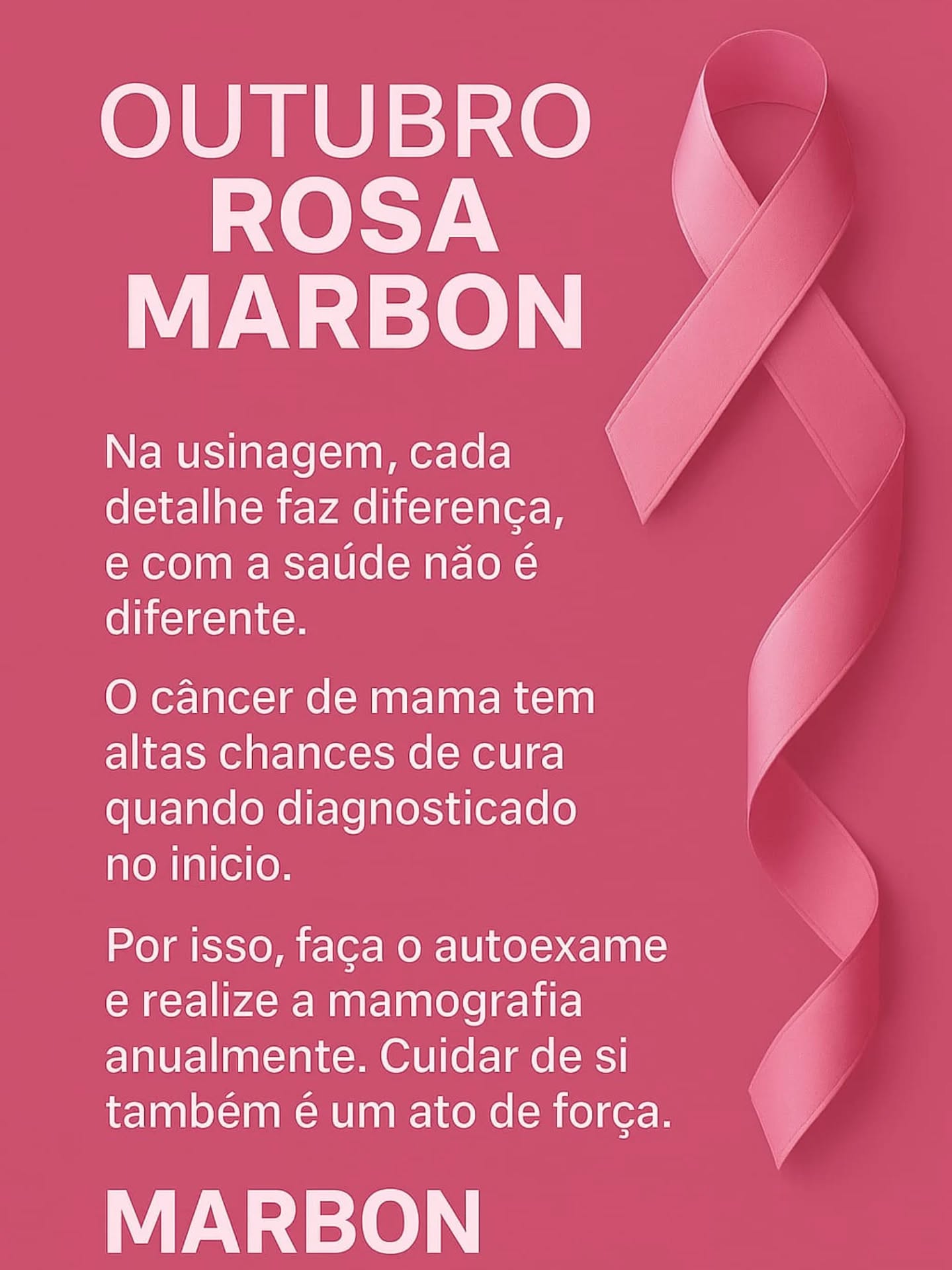 ✨ A prevenção é o primeiro passo para o autocuidado.
Neste Outubro Rosa, lembre-se: conhecer seu corpo é um ato de amor e coragem. 💗
Cuide-se, inspire outras mulheres e espalhe essa mensagem de conscientização! 🌸
#OutubroRosa #PrevençãoÉAmor #CuideSe #AutoCuidado #Conscientização #SaúdeDaMulher #ToqueDeAmor #AmorPróprio #CuidarÉViver #JuntasSomosMaisFortes
