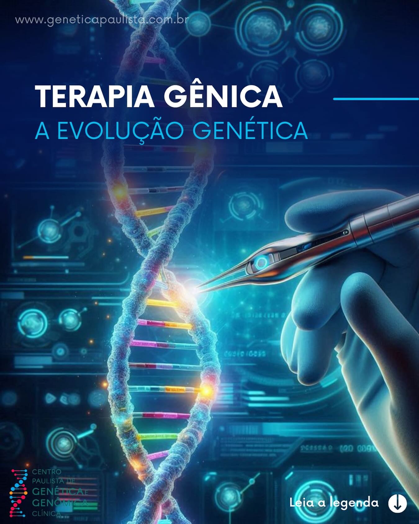A Terapia Gênica é a fronteira mais promissora da Genética Médica, agindo para corrigir a raiz de doenças hereditárias, em vez de apenas tratar os sintomas.
🧬 Essa abordagem revolucionária consiste em introduzir genes funcionais ou, de forma mais moderna, utilizar a Edição Gênica (como o CRISPR) para “reparar” mutações diretamente no DNA.
👉🏻 Os avanços são tangíveis: já temos tratamentos transformadores aprovados para condições graves como Atrofia Muscular Espinhal (AME), Hemofilia e certas cegueiras hereditárias, e um futuro real onde essa tecnologia — incluindo as Células CAR-T contra o câncer — promete oferecer curas definitivas, reescrevendo o destino genético de muitos pacientes.
Contem conosco!
🏥 @geneticapaulista
📌 Rua Dr. Nicolau de Sousa Queiros, 177 - Vila Mariana
São Paulo, SP
☎️ Telefone: (011) 3467-4625 e 99230-1219
📱 WhatsApp: (011) 98415-3780 e 99230-1219