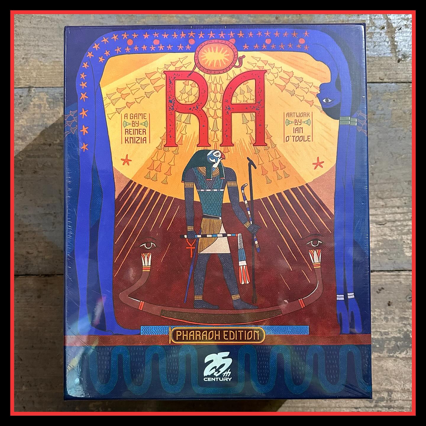 We got boardgames, clothing, accessories, collectibles and more.
C’mon down to 2307 East Hastings in Vancouver or place your order via shop@thegoodsapparel.com or by messaging us on instagram or facebook. We ship all over Canada
Ra is an auction and set-collection game with an Ancient Egyptian theme. Each turn players are able to purchase lots of tiles with their bidding tiles (suns). Once a player has used up his or her suns, the other players continue until they do likewise, which may set up a situation with a single uncontested player bidding on tiles before the end of the round occurs. Tension builds because the round may end before all players have had a chance to win their three lots for the epoch. The various tiles either give immediate points, prevent negative points for not having certain types at the end of the round (epoch), or give points after the final round. The game lasts for three “epochs” (rounds). The game is easy to learn.