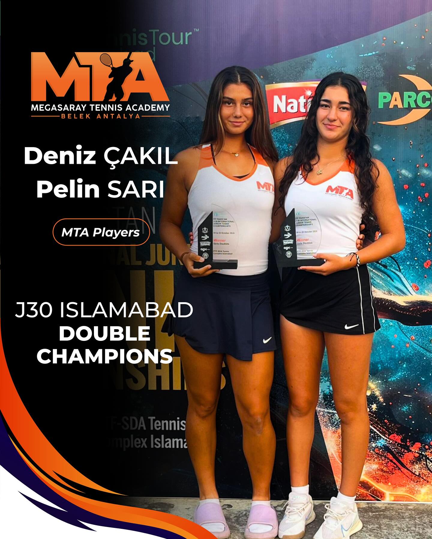 J30 Islamabad Çiftler Şampiyonu olan sporcularımız Deniz Çakıl ve Pelin Sarı’yı tebrik ediyoruz.⚡️?
We congratulate our players Deniz Çakıl and Pelin Sarı, who became J30 Islamabad Doubles Champions.⚡️?
#MTA #MTAMegasarayTennisAcademy #DenizÇakıl #PelinSarı
