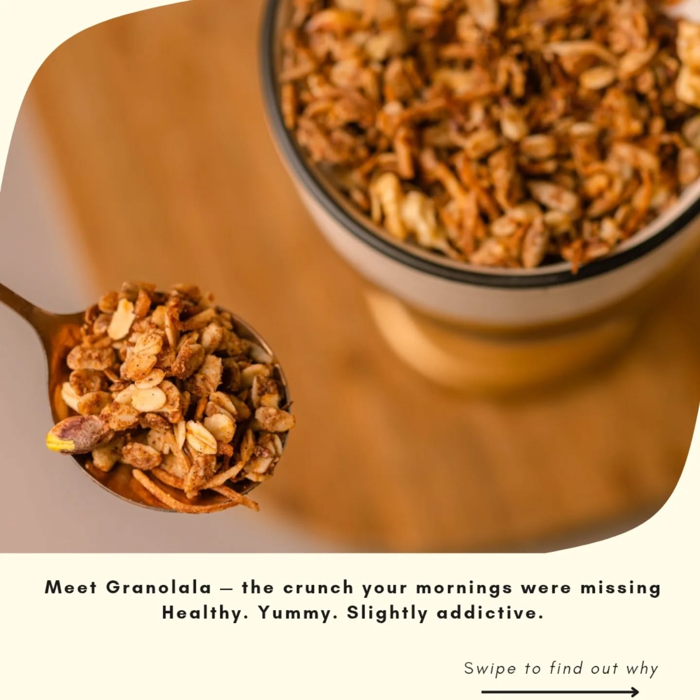 Meet Granolala — the crunch your mornings were secretly craving ..
Made with homemade almond butter, clean ingredients, and zero nonsense.
High in fiber, high in protein, low in drama
Whether you’re chasing fitness goals or just good food vibes —
this one’s got you covered, one crunchy bite at a time 💛
📸 @thewishlist.studio
#SmallBatchLove #HandcraftedGoodness #HealthyMadeYummy