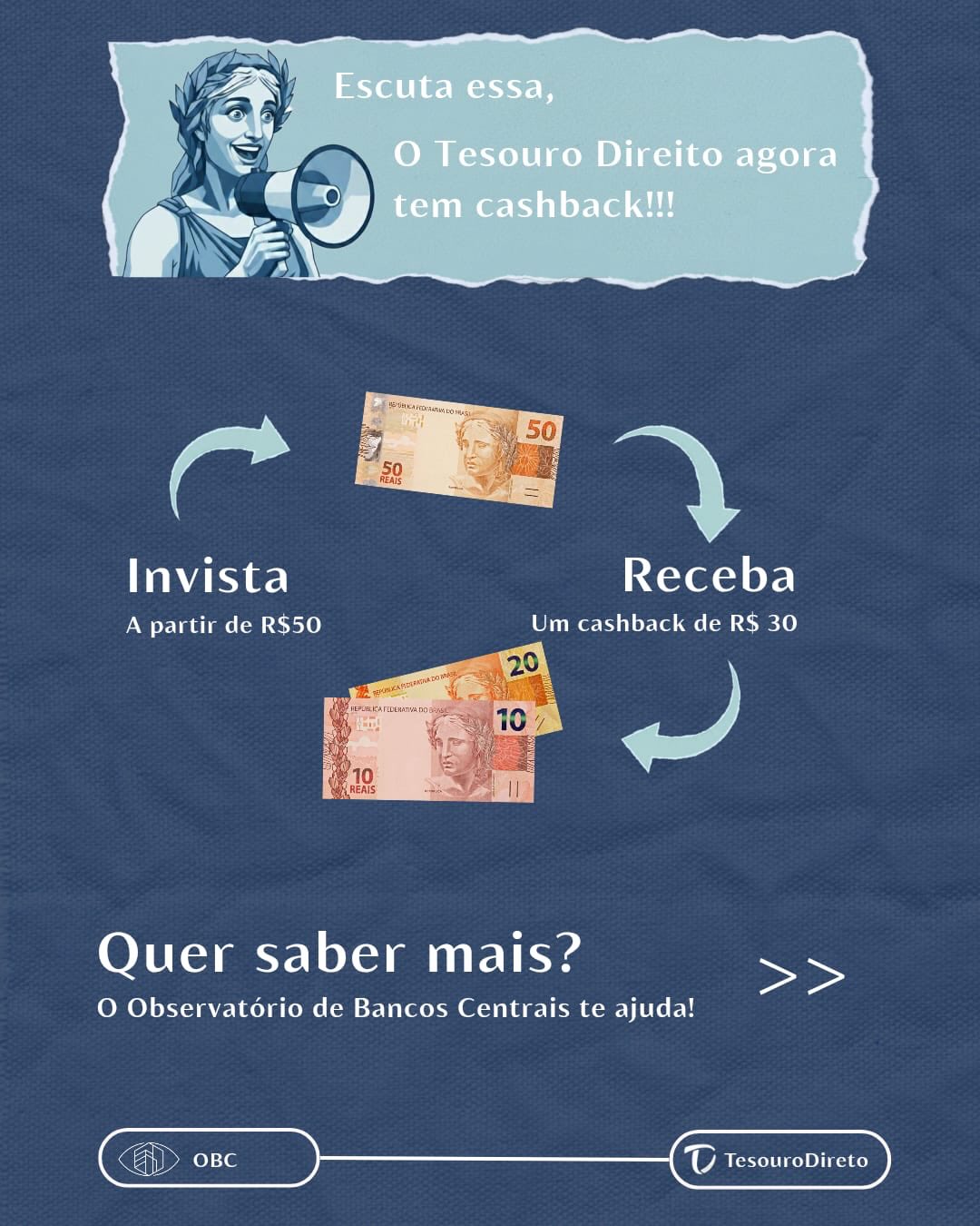 Ficou com alguma dúvida? Conta pra gente nos comentários! 💬
O link da promoção está na bio e também nos comentários. Aproveita!
🔁 Relembrando: o cashback é uma aplicação no Tesouro IPCA+ 2029, no valor mínimo — que hoje está em R$30.
É uma chance de começar a investir com incentivo e segurança! 💸📈
https://www.tesourodireto.com.br/cashback#collapse-0-2