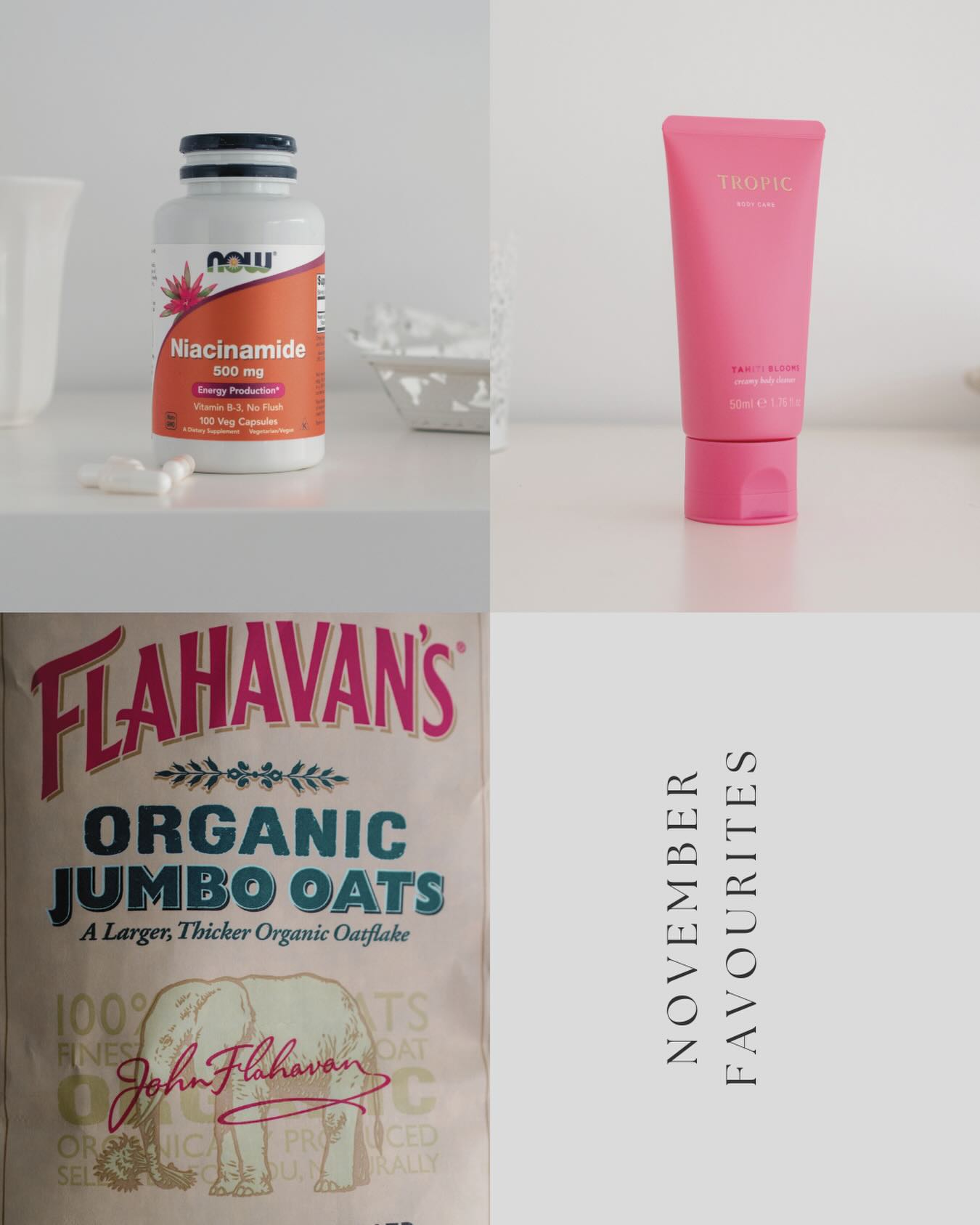 How is it nearly December?!
A little early, but here are a few of my November favourites:
• @nowfoodsofficial Niacinamide – great for calmer moods and improved sleep.
• @tropicskincare Tahiti Blooms Creamy Body Cleanser – spa-like pampering at home.
• @flahavansuk Organic Jumbo Oats – deliciously creamy and great for balancing blood sugar.
What are you loving this month? xx
#novemberfavourites #wellbeingjourney #midlifewellness #holistichealth #simplewellness #nutritionsupport #womenshealthuk #tropicskincare #nowsupplements #flahavansoats #tropiccreatorcommunity