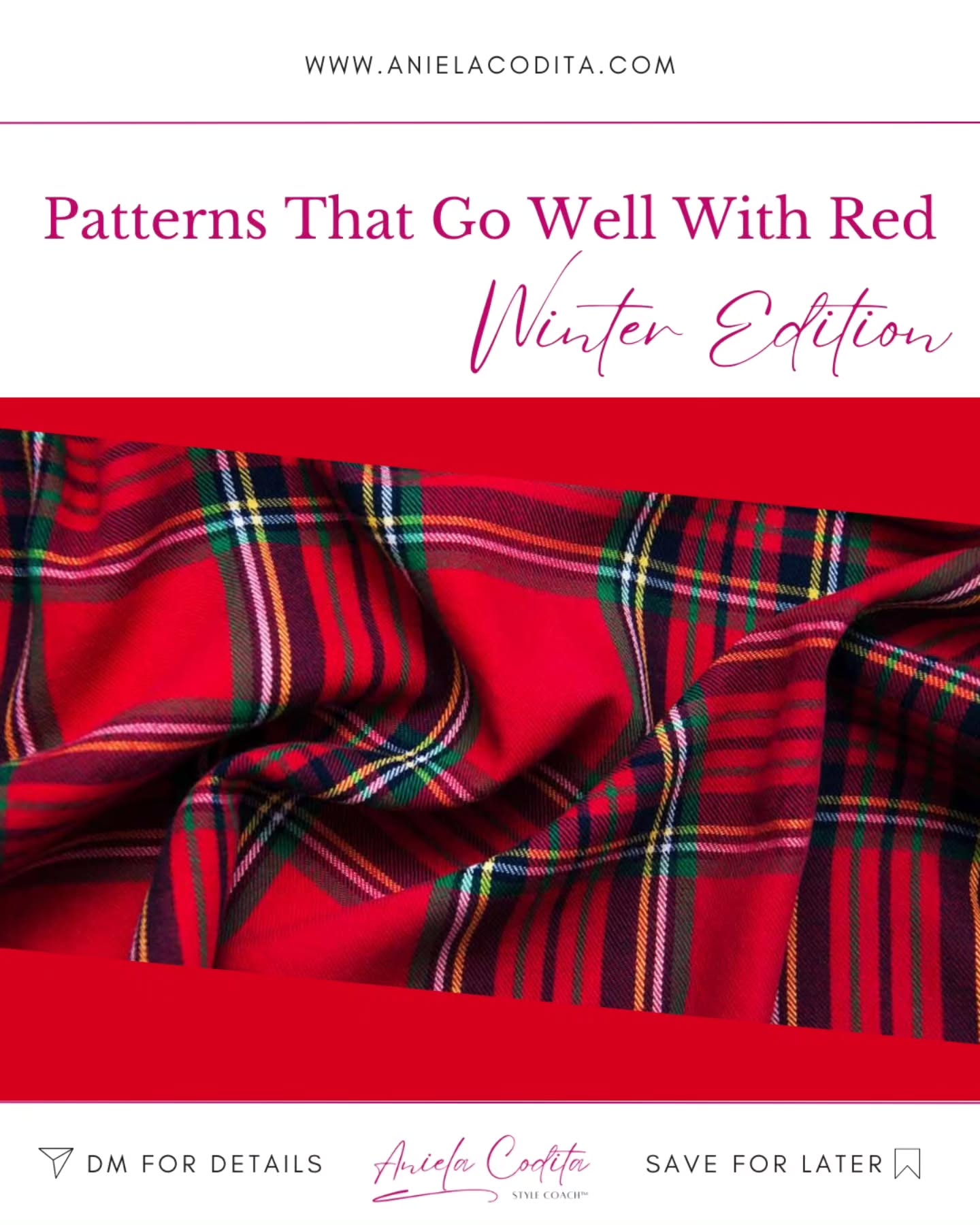 👗 For years, I avoided prints completely. Then, in my 20s, I went all in: an excess of patterns everywhere. Now I feel I’ve found the right balance: just enough to add a touch of playfulness while still feeling at ease in my outfits and honouring my style personality. I’ve noticed many people go through this same journey, so maybe this winter season it’s time for you to start playing more and add more joy to your looks.
❤ Red always makes a statement and, when paired with classic prints and patterns like tartan, checks, or leopard, it becomes timeless.
✨ In colour analysis (whether as a standalone service or part of my 1:1 Style Coaching™ program), we explore not just palettes but also prints, patterns, makeup, and contrast. The goal? Helping you understand what works, how to make the things you love work for you, and feel safe to experiment with your style.
➡ Swipe through for inspiration and imagine how these timeless patterns could elevate your red this season.
#stylecoach #colouranalysis #printsandpatterns #winterstyleinspo #intuitivedressing #stylecoaching