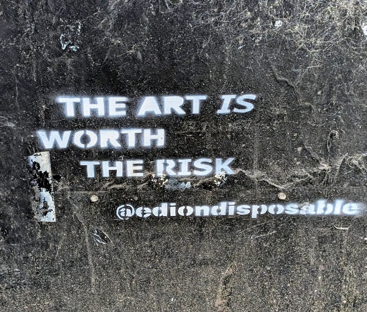 Was stopped in my tracks by this in Edinburgh.
On the side of a bin no less.
We live in a society that does not prioritize art or creativity and I think we are worse off as a result.
I couldn't agree more that the art is worth the risk.
@ediondisposable
#art #binart #edinburgh #random