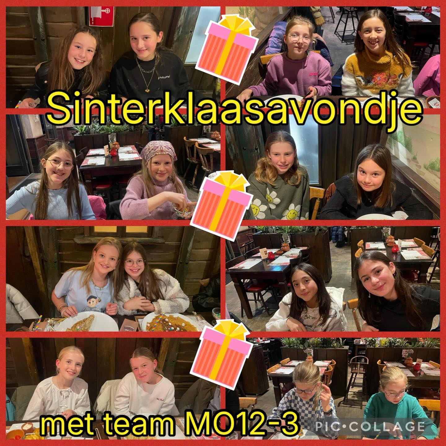 MO12-3 heeft afgelopen vrijdag een gezellig Sinterklaasavondje gevierd bij Howdy’s!
De meiden hadden lootjes getrokken en hebben voor elkaar een kadootje gekocht en een gedicht gemaakt.
Het was een groot succes!??