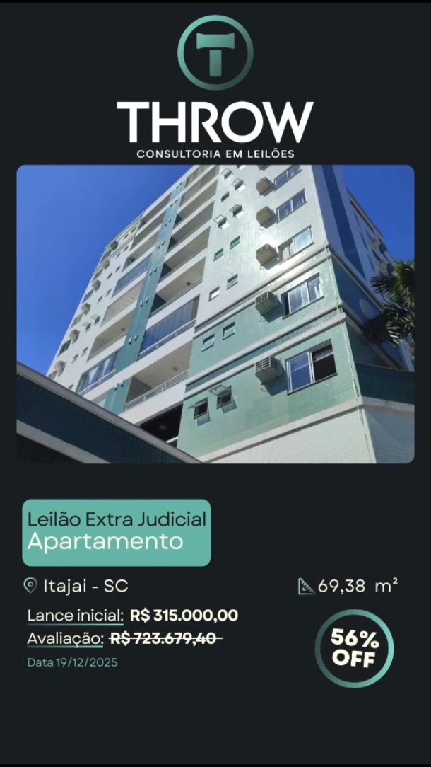 Oportunidade em Itajaí para quem busca apartamento com metragem confortável e boa localização.
São 69 m² no Condomínio Costa Esmeralda, com 1 vaga de garagem, em uma das principais vias do bairro São João.
O leilão inicia em R$330.000,00 valor abaixo do que se encontra no mercado tradicional, o que abre espaço para um investimento com excelente relação custo benefício.
A equipe da Throw Leilões orienta todo o processo com clareza.
🔗Fale conosco pelo direct ou clique no link da bio e veja como arrematar imóveis em leilão com segurança, rentabilidade e o suporte completo da Throw Leilões.
#LeilãoDeImóveis #ImóvelEmLeilão #InvestidorImobiliário #ItajaíSC #ThrowLeilões Apartamento CostaEsmeralda