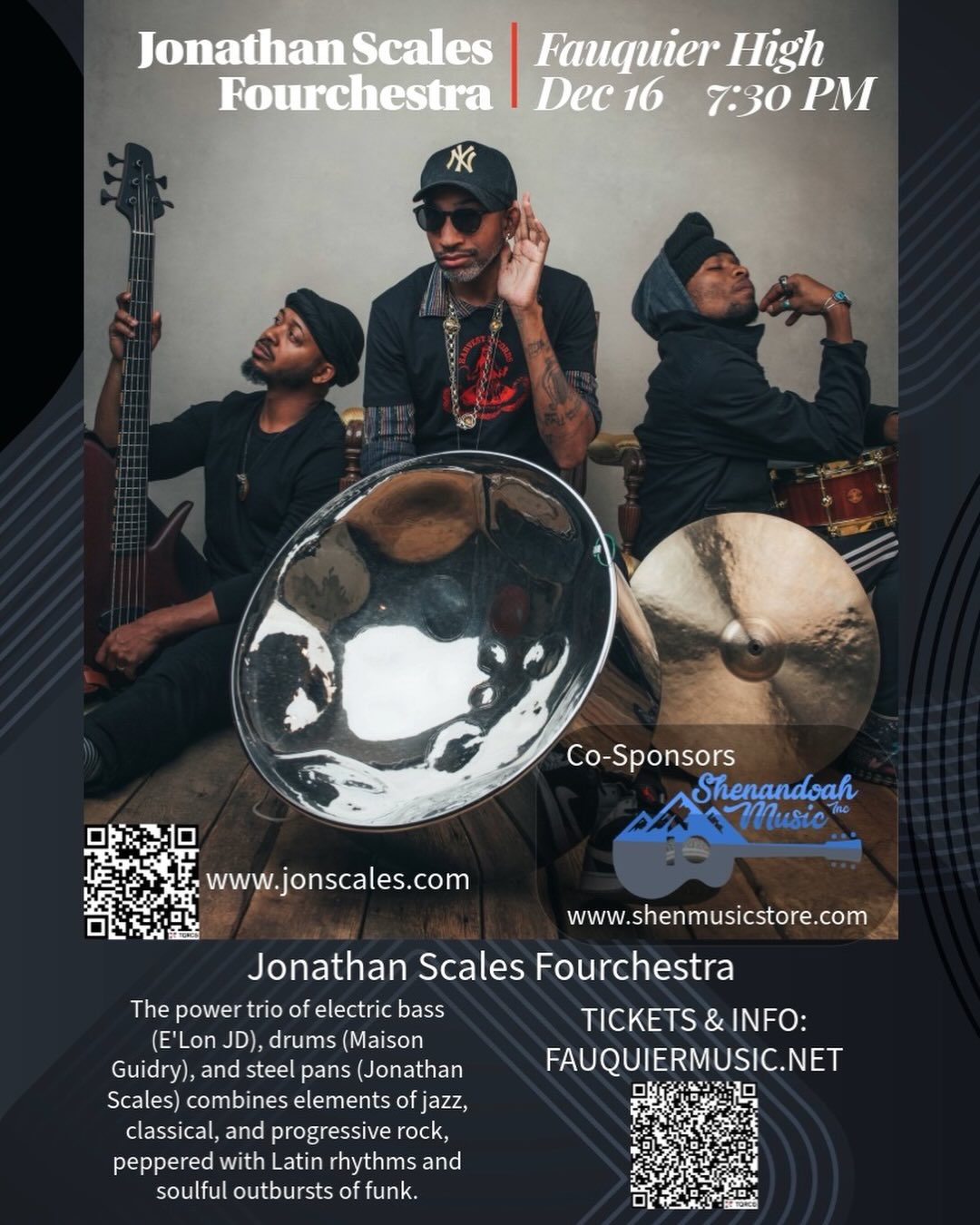 Jonathan Scales Fourchestra at Fauquier HS Tues, Dec 16—Advanced Tickets end at midnight tonight, but they’re the same price at the door. See you there! https://www.fauquiermusic.net/post/experience-the-magic-of-jonathan-scales-fourchestra-live-at-fauquier-high-school-on-dec-16