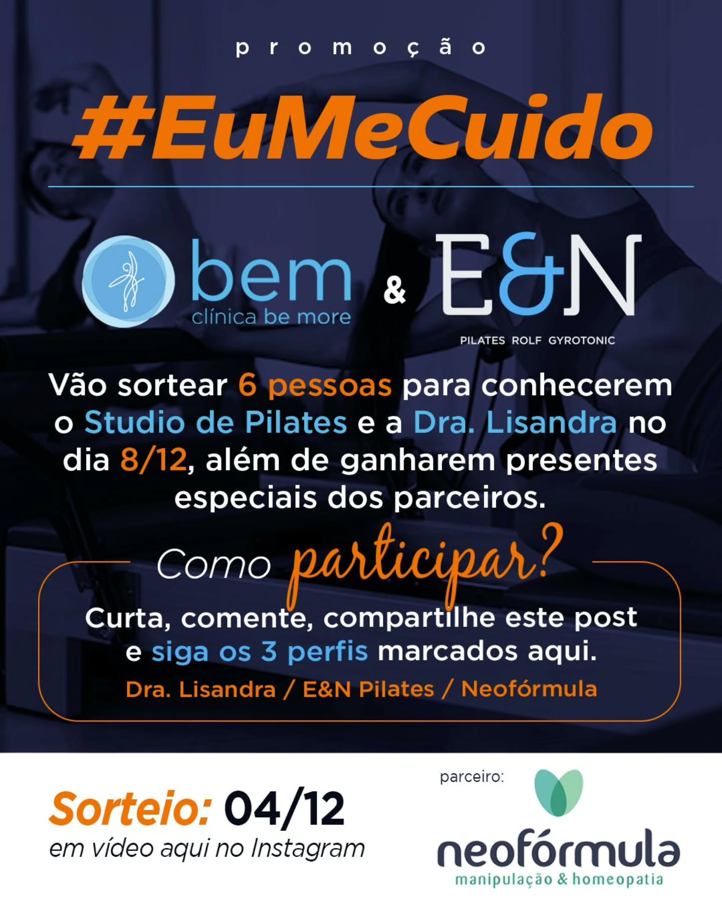 Eu sei que vocês estavam com saudade de um evento, não estavam? Dessa vez, junto com meus parceiros @euricoenena e @neoformula teremos um encontro especial com atividade física, avaliação médica e muitos presentes especiais.
👉👉👉 Siga os 3 perfis, curta, comente e compartilhe este post pra participar.
Todos os detalhes estão no post!
#DraLisandraQuilici #E&NPilates #Neoformula
#Campinas #Pilates #Longevidade