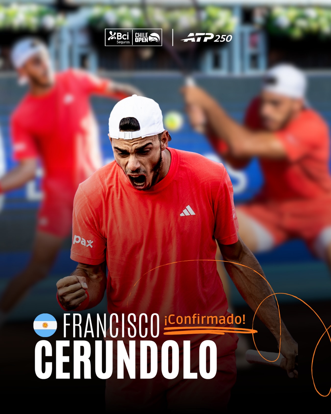 ¡El 21 del mundo en Santiago! 🇦🇷🔥
Francisco Cerundolo, número 1 de Sudamérica y campeón de tres títulos ATP, jugará el Bci Seguros ChileOpen 2026 del 21 de febrero al 1 de marzo.
¡Vamos, @francerundolo! 💪🏻
#BciSegurosChileOpen #ViviendoEnCadaPunto