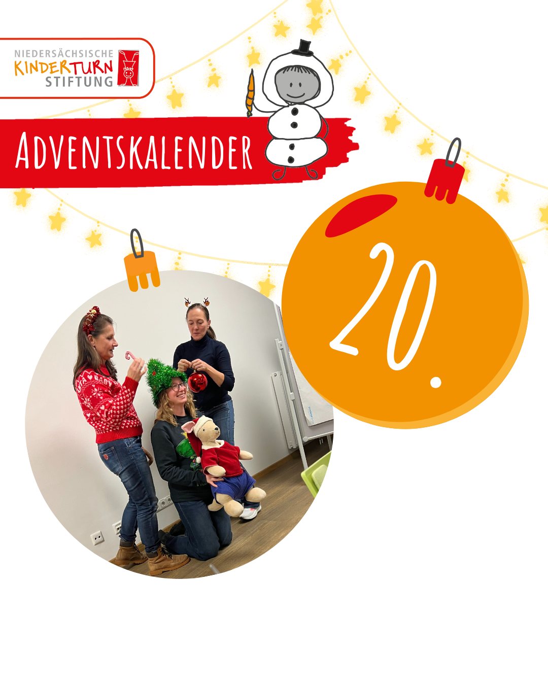 ?Bewegter Adventskalender '25 ?
✨ Türchen 20 bringt Glitzer, Spaß und ganz viel Weihnachtslaune! ??
Heute wird nicht der Baum geschmückt, sondern wir uns gegenseitig! ?
Zeig uns euer schönstes, lustigstes oder verrücktestes Schmück-Moment-Foto! ?✨
#Kinderturnstiftungnds#KinderfürBewegungbegeistern#BewegterAdventskalender