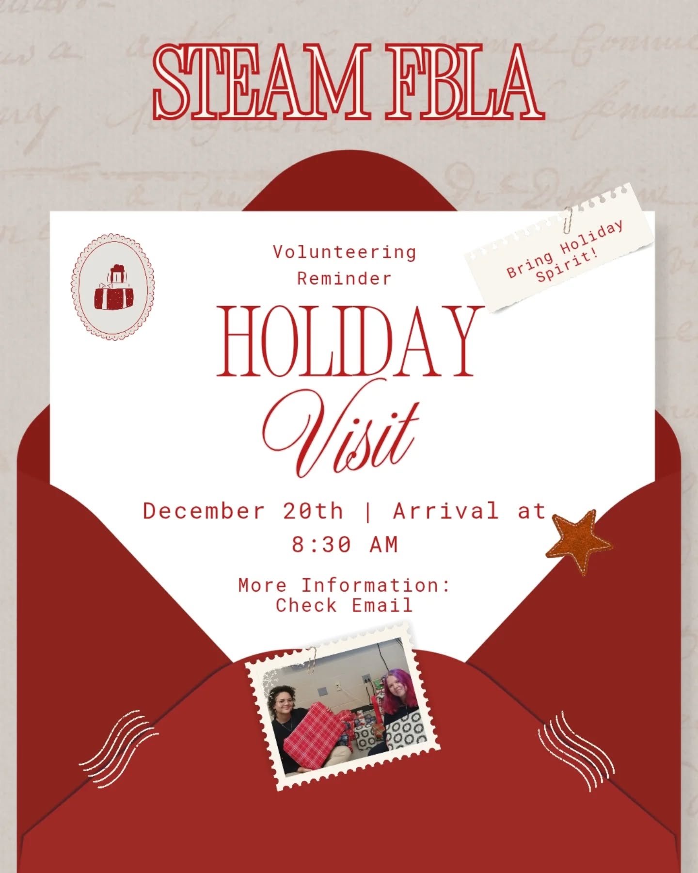 Holiday Visit Reminder!
Check your email for more details.
-
-
#reminder #holiday #volunteering #seniorliving #steamfbla