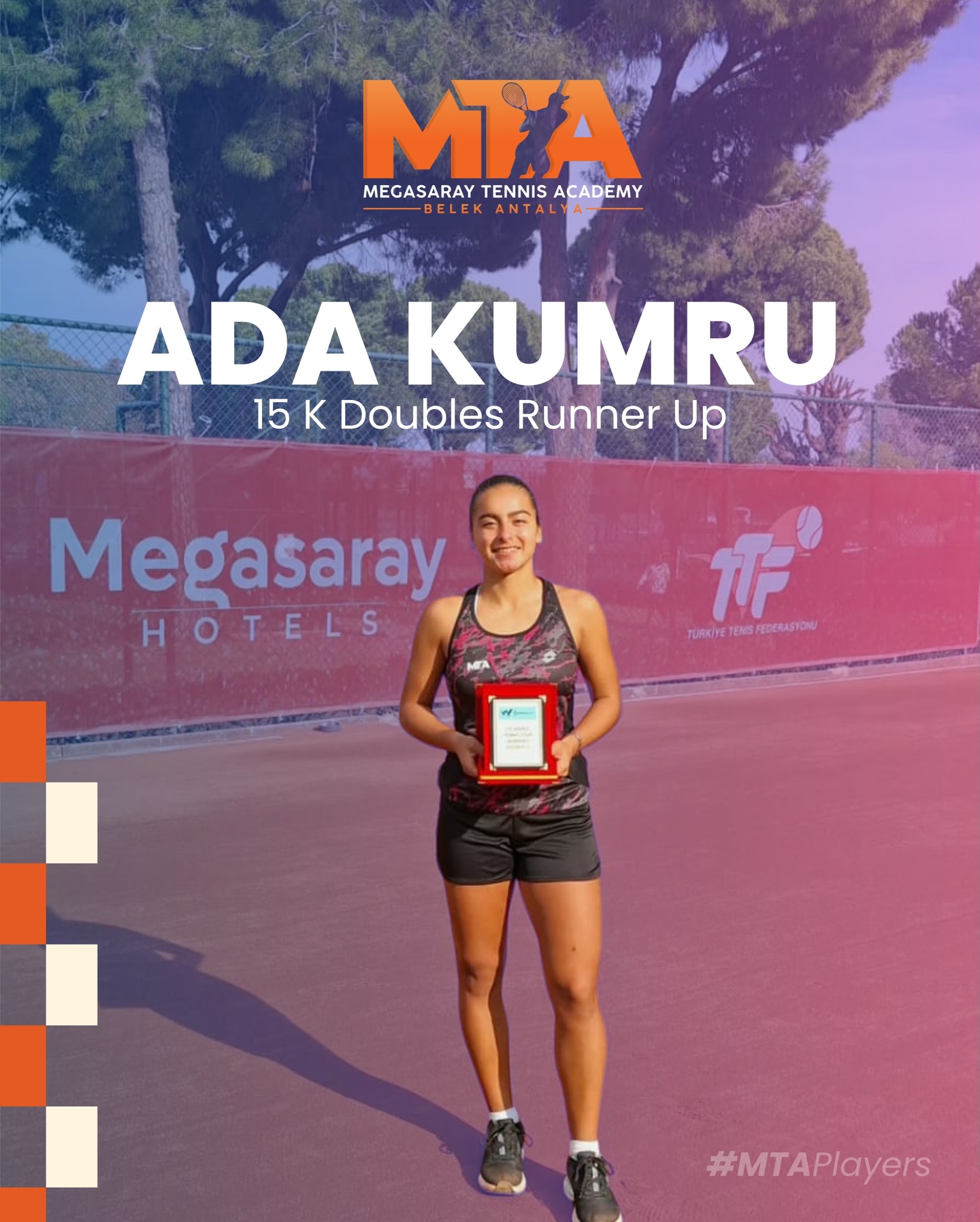 W15 15K Doubles Runner Up olan sporcumuz Ada Kumru’yu tebrik ediyoruz!?⚡
Congratulations to our player Ada Kumru, who became the W15 15K Doubles Runner-Up! ?⚡
#MTA #MTAMegasarayTennisAcademy #W15 #AdaKumru