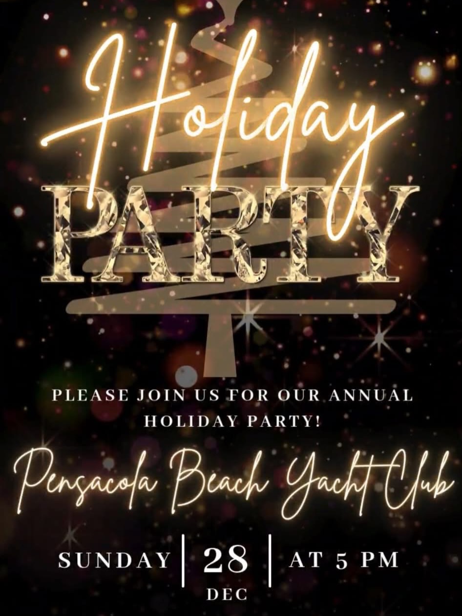 Don't forget to snag tickets to our annual post-Christmas Holiday Party, available for purchase on our website for only $15 for members/ $25 for non-members (link in bio)! Tix make an excellent stocking stuffer and guests are welcome! Enjoy live music, hors d'oeuvres & prime rib, and the company of some of Pensacola's Finest!
Sunday, December 28th @ 5pm, PBYC Clubhouse ✨