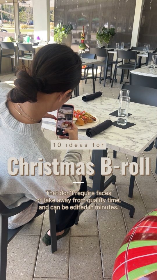 Business owners, before tomorrow, Here’s some video inspiration of footage you can take to share the personal side of your brand without disrupting quality time and without using any faces.
Bonus these can be edited in minutes.
Need tips on how to take the best videos? Reach out and we can send you some video taking and editing tips!
#ChristmasMarketing #ChristmasReels #ReelInspo