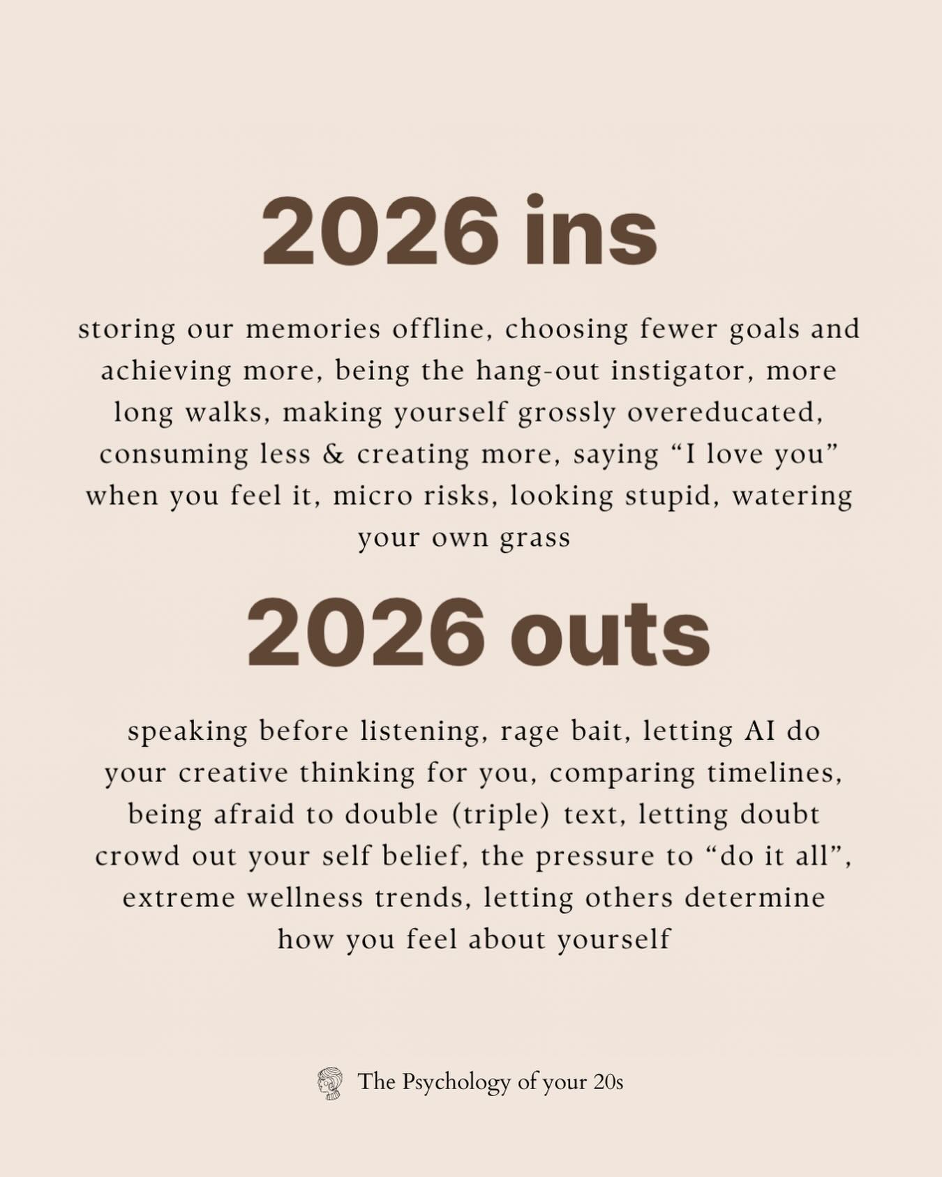 Bonus: realising you and your idols, dream life, goals aren’t that far away at all! Just fully believing in yourself for a change!!!!!
🤍
.
.
.
.
.
#2026 ins 2026 outs #list #goal setting #motivation psychology self help advice for your 20s